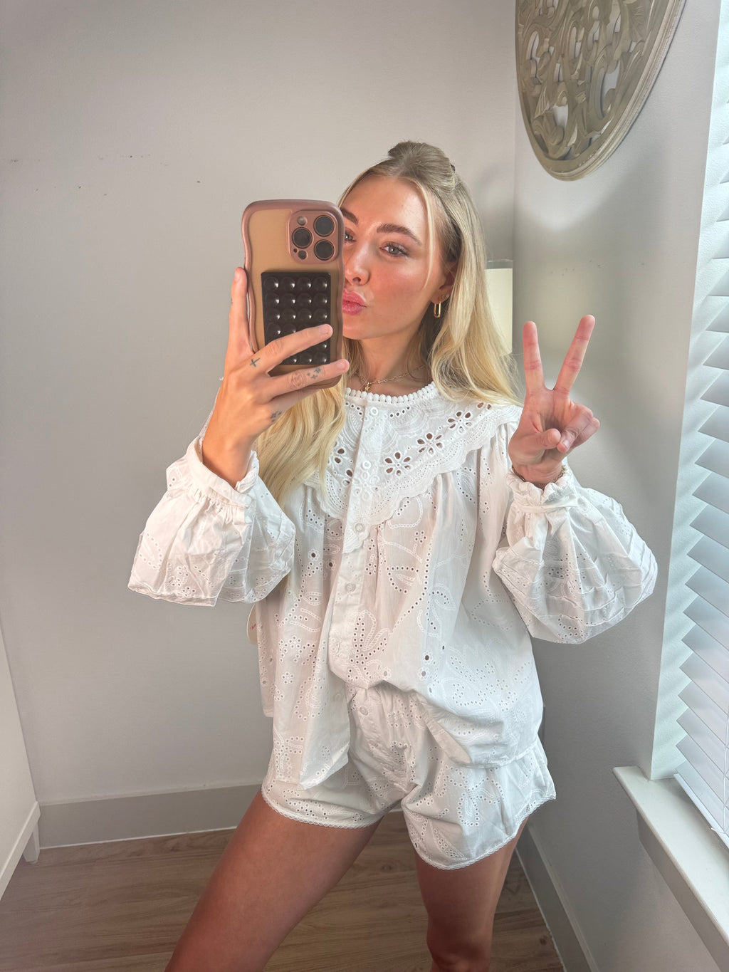 Charlotte Eyelet Button Down