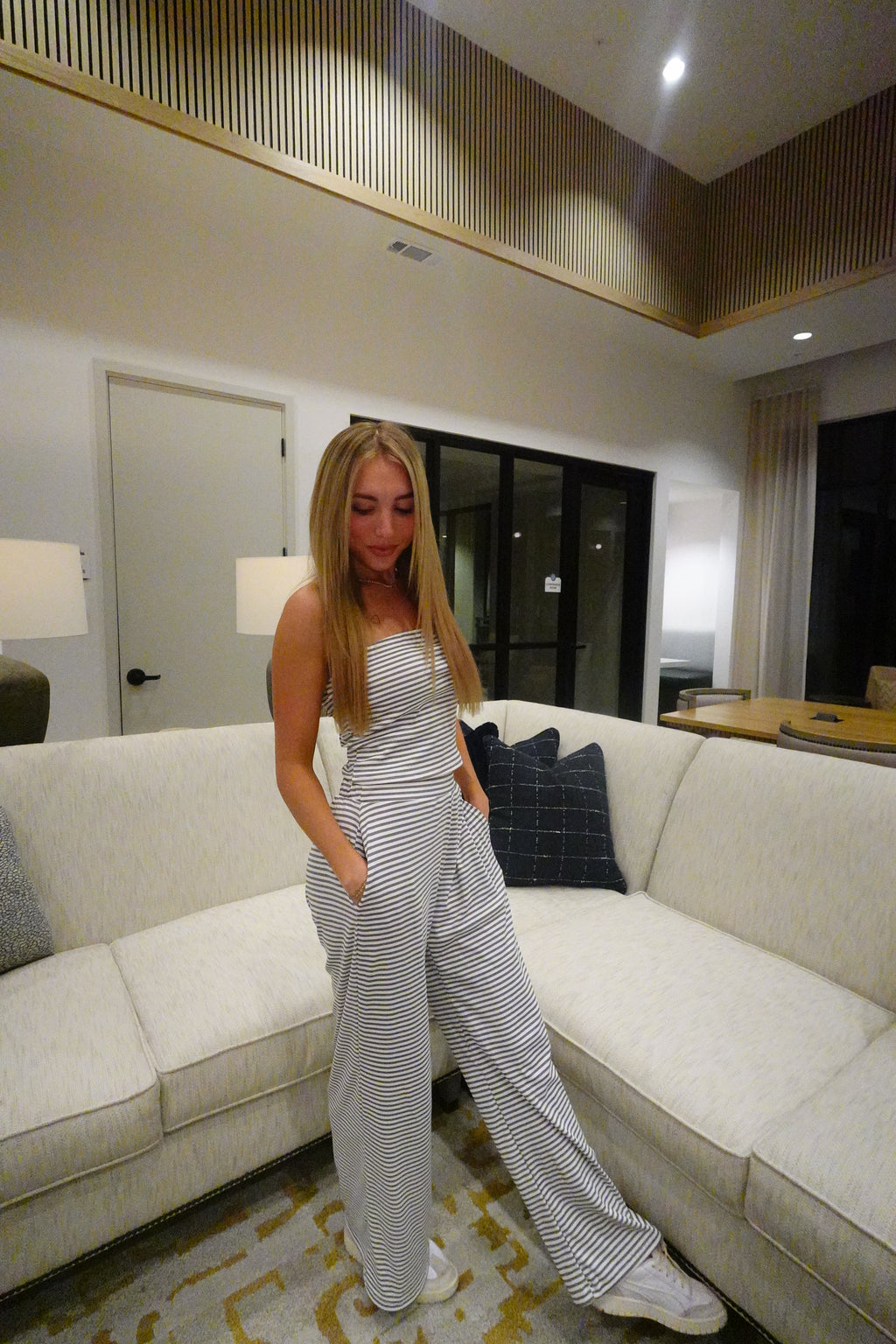 Heather Grey & Ivory Stripe Set