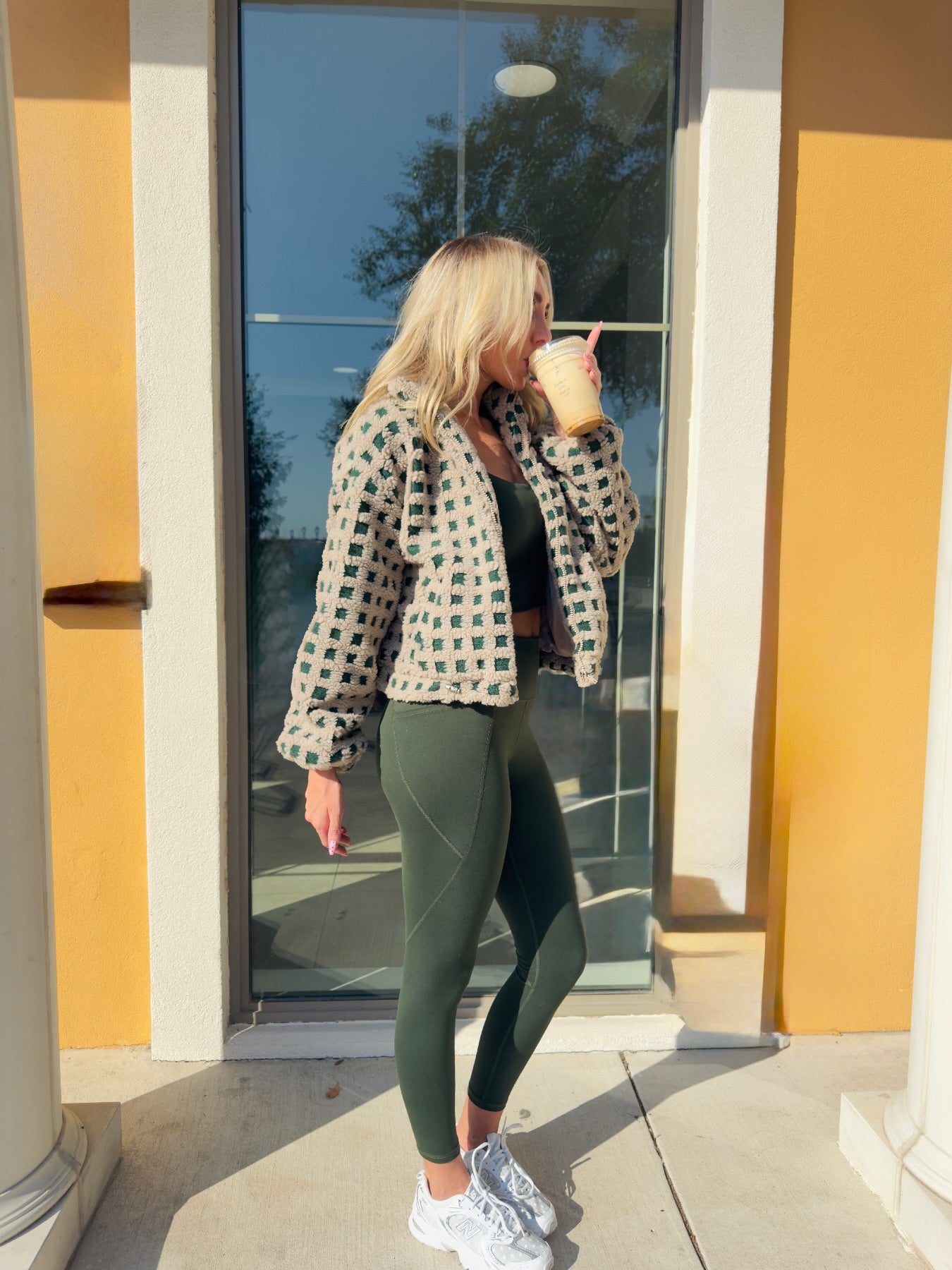 Checker Sherpa Zip Up Jacket