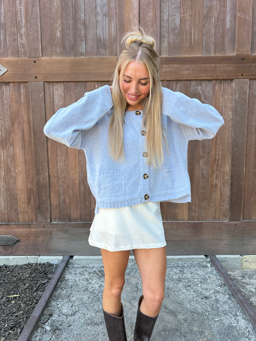 Knit Sweater Cardigan Light Blue