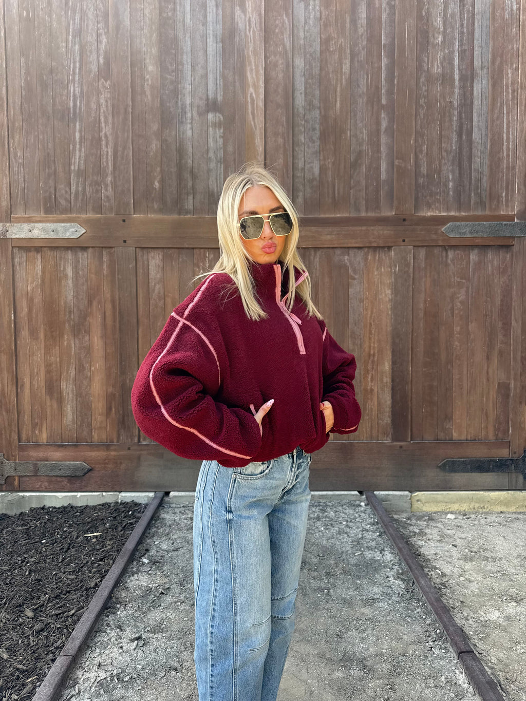 Contrast Sherpa Pullover