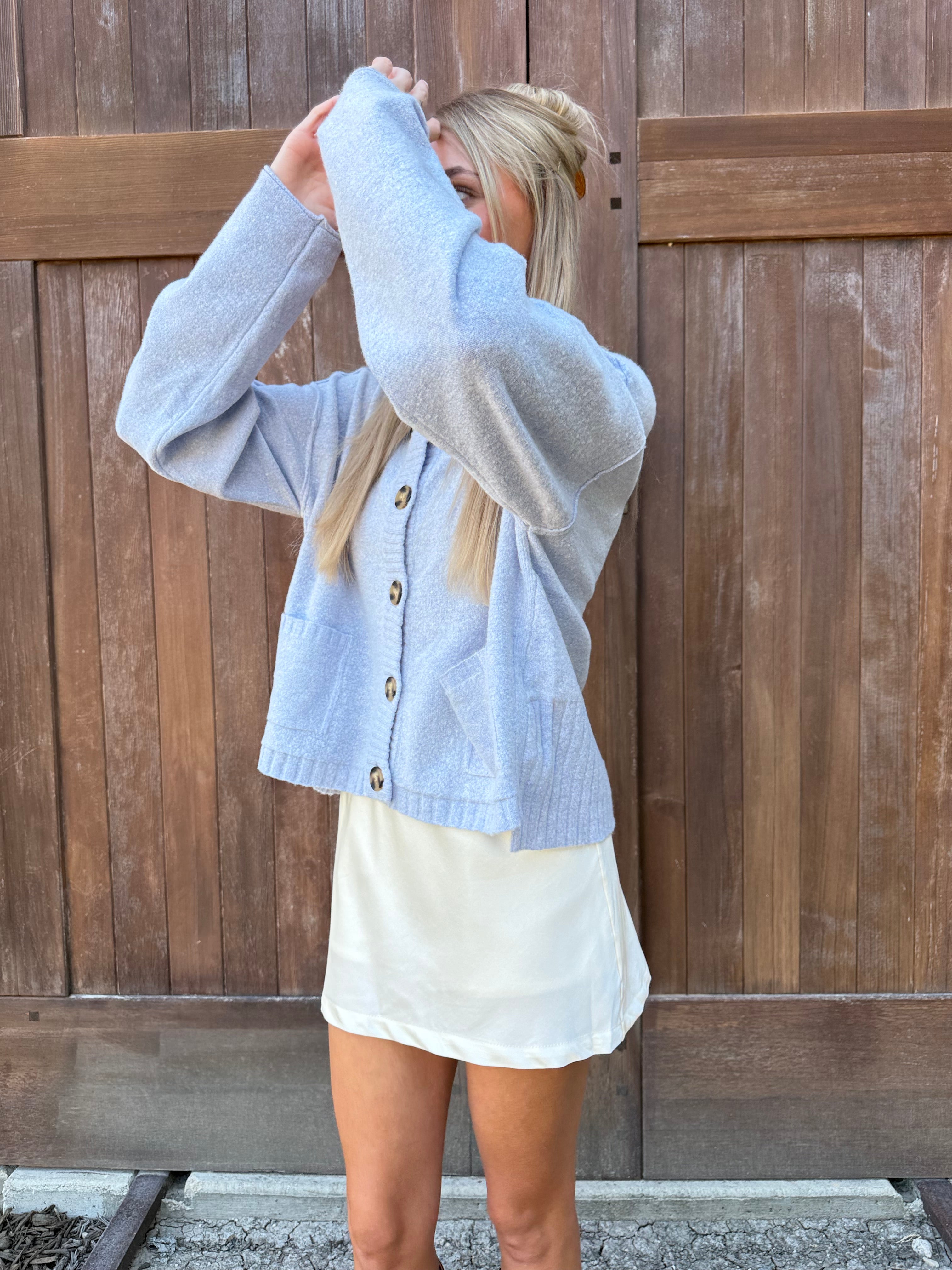 Knit Sweater Cardigan Light Blue