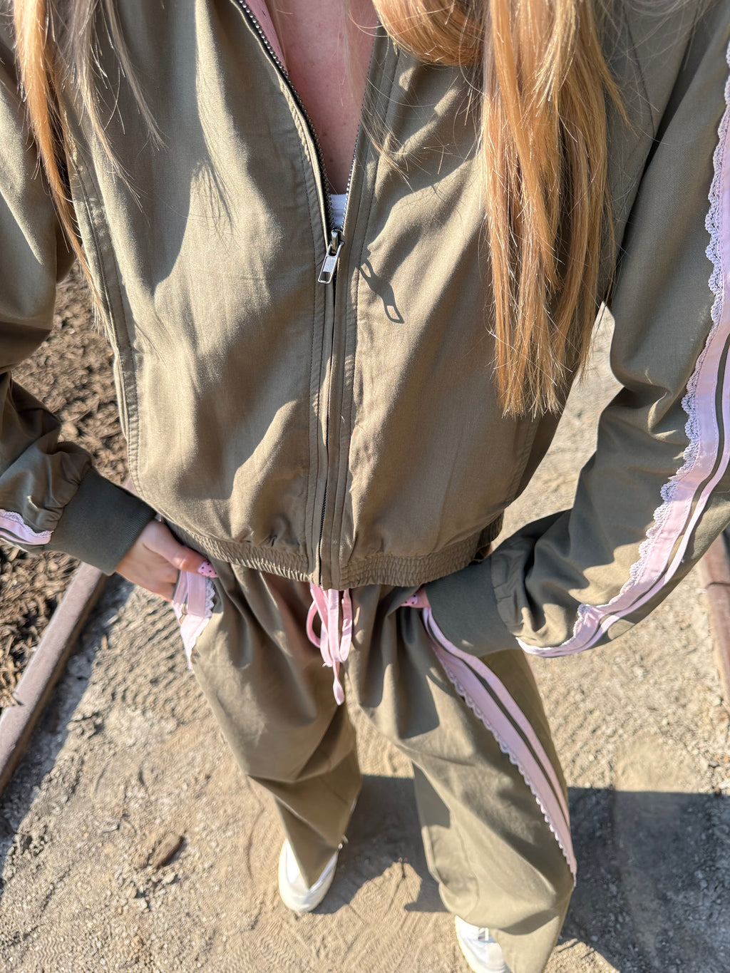 Lace Trim Drawstring Pants