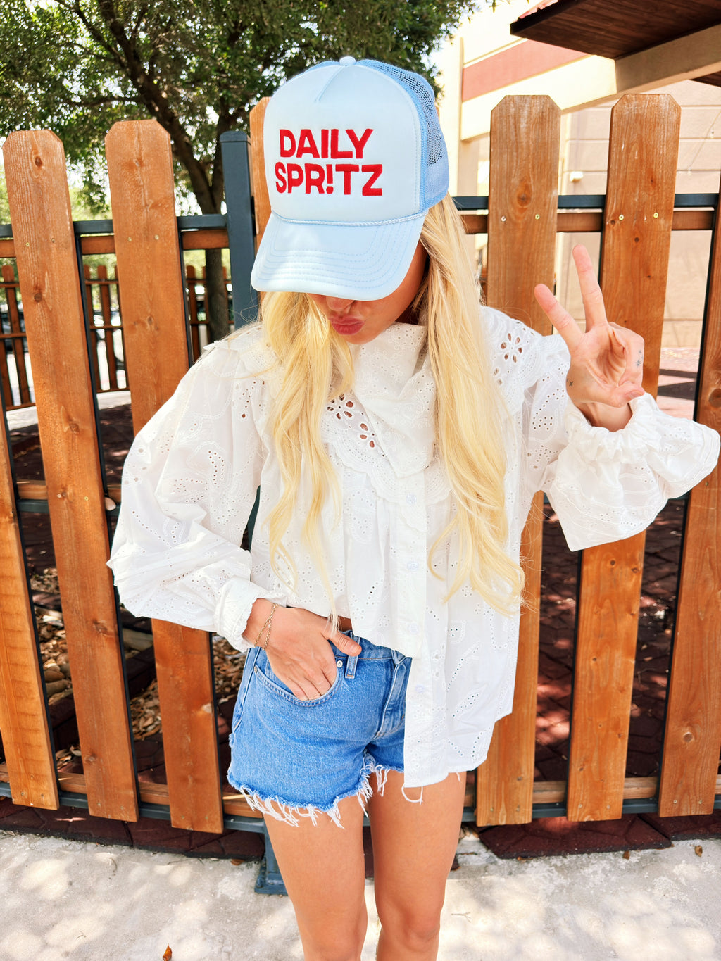 Charlotte Eyelet Button Down