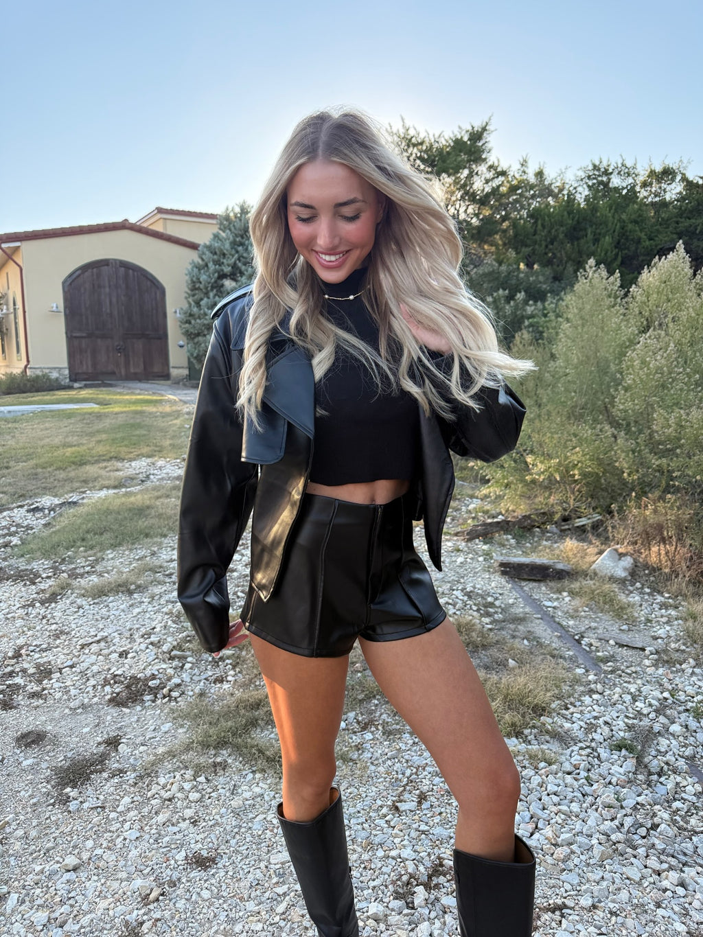 Emery PU Black Leather Jacket