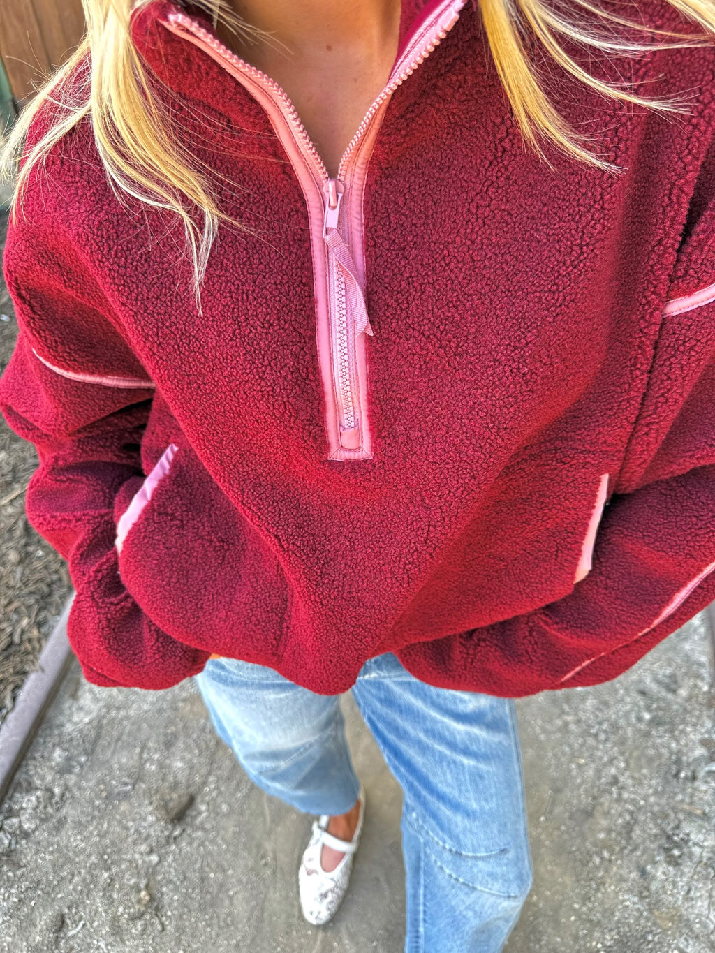 Contrast Sherpa Pullover