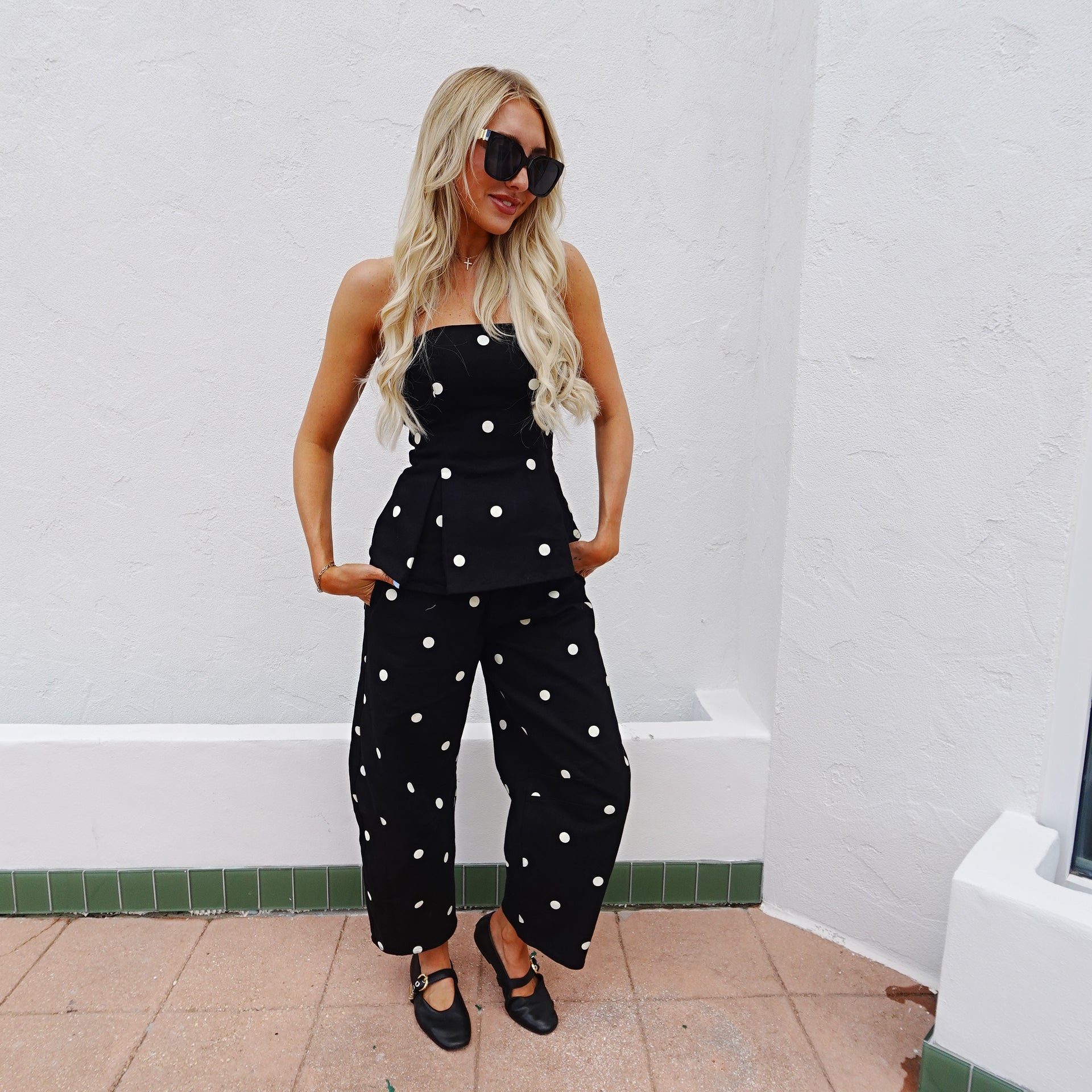 Polka Dot Peplum Top