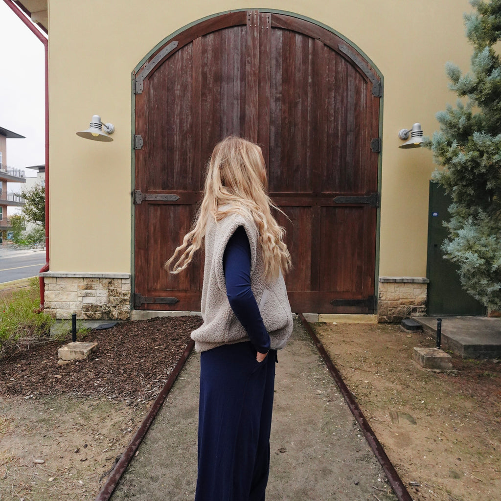 Oversized Taupe Sherpa Vest