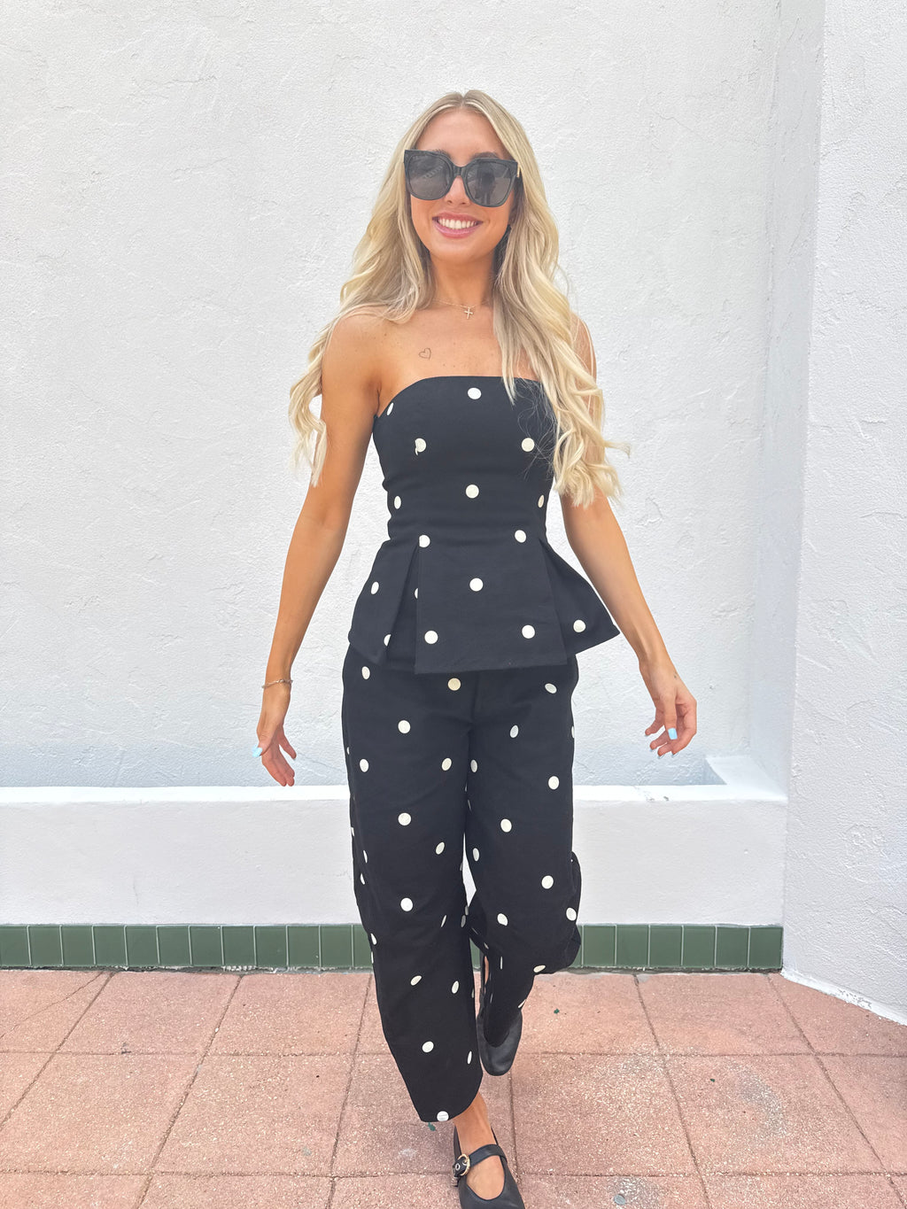 Polka Dot Peplum Top