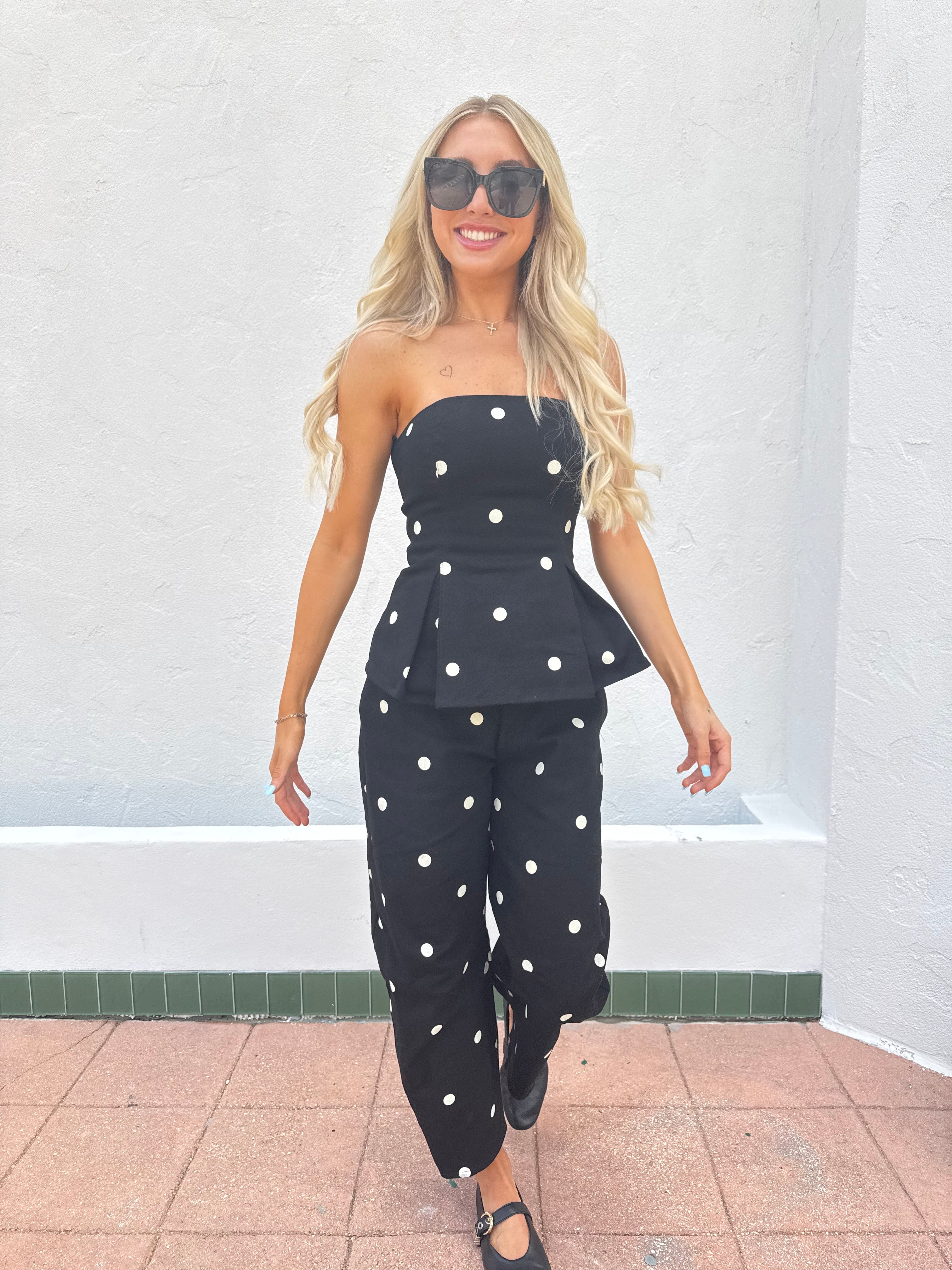 Polka Dot Peplum Top