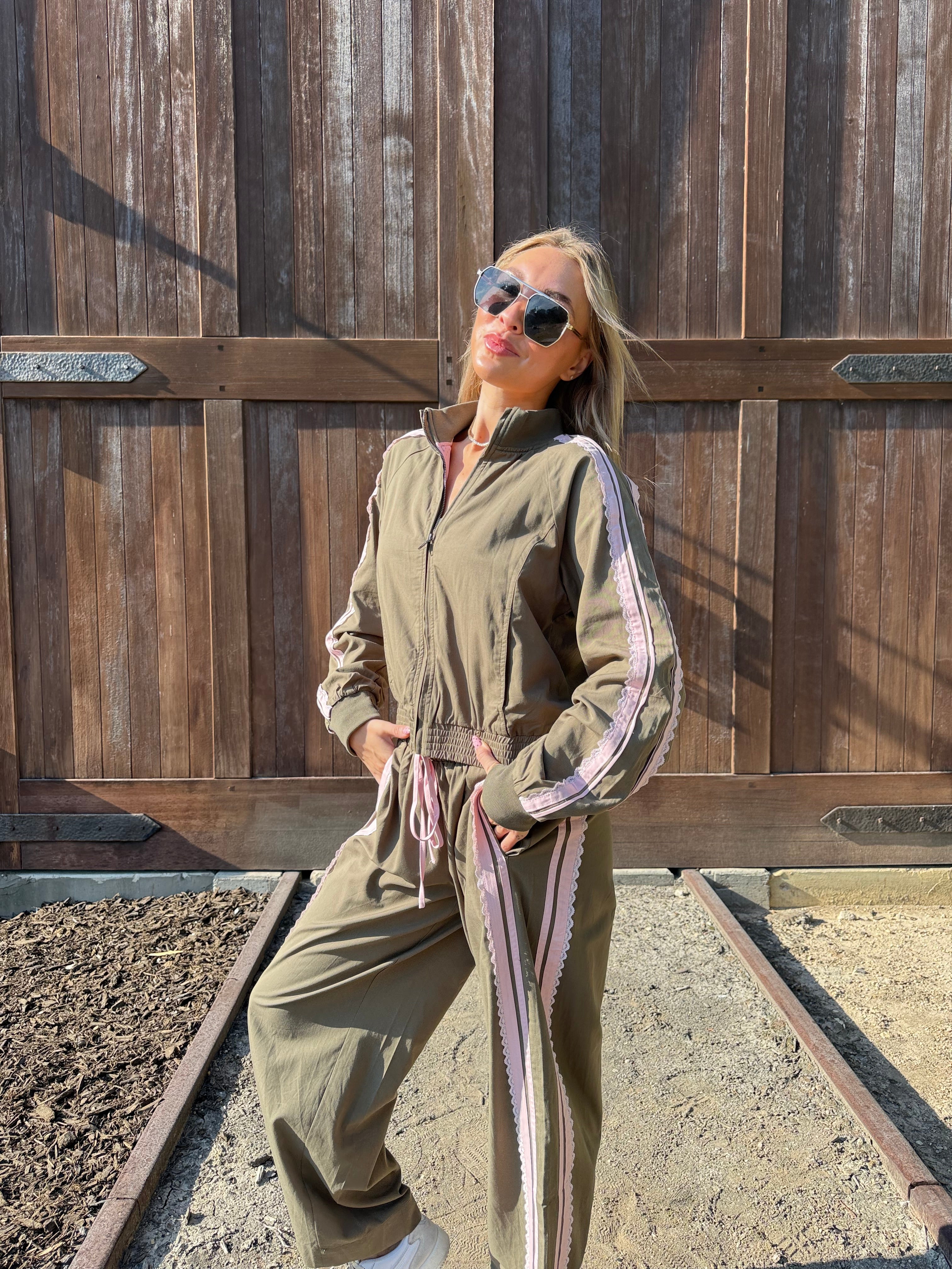 Lace Trim Drawstring Pants