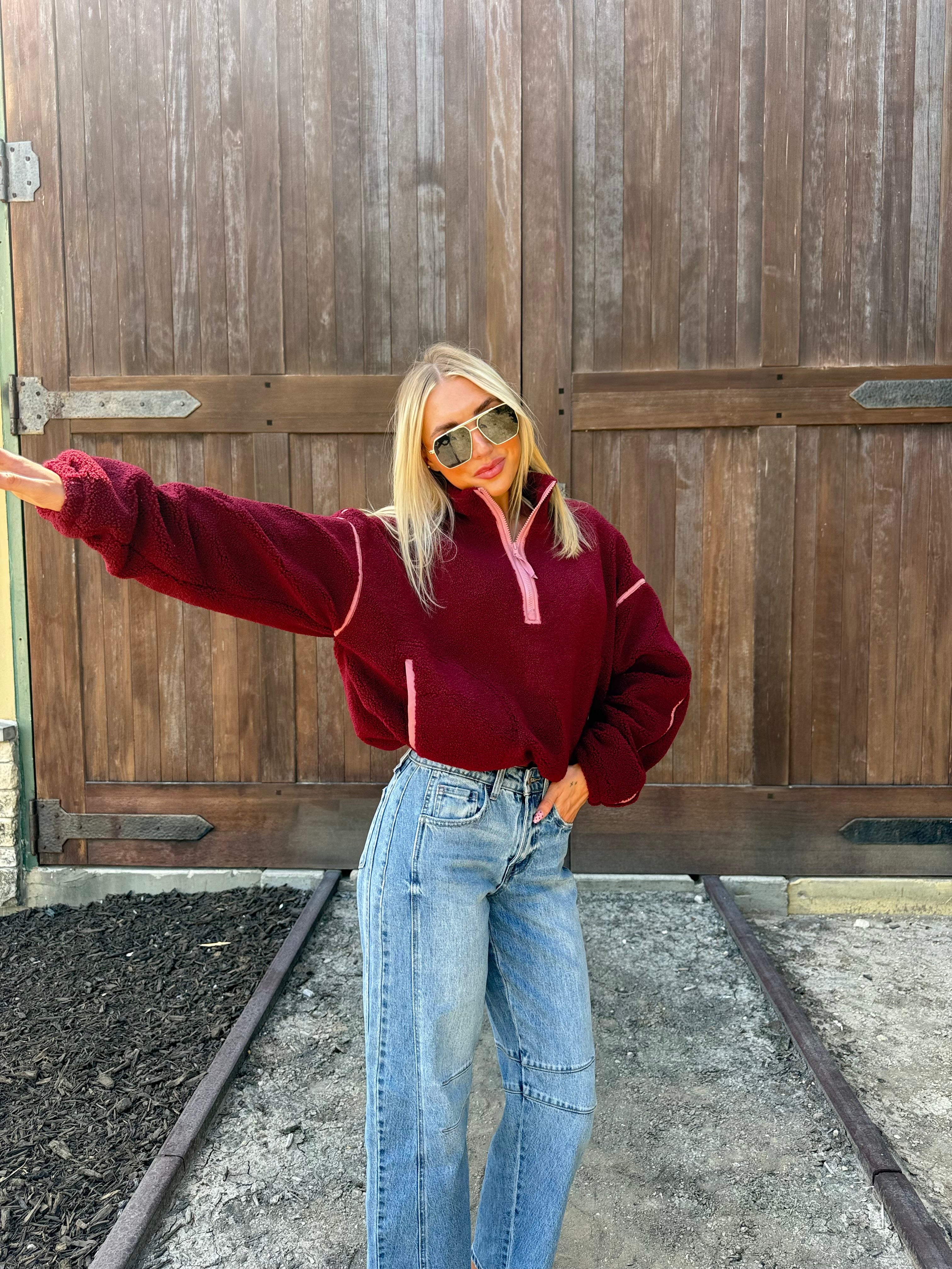 Contrast Sherpa Pullover