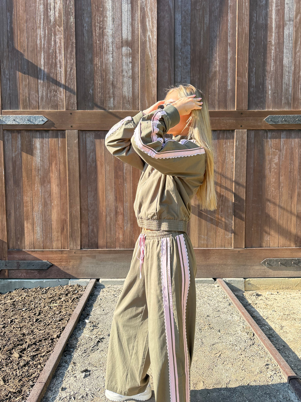 Lace Trim Drawstring Pants