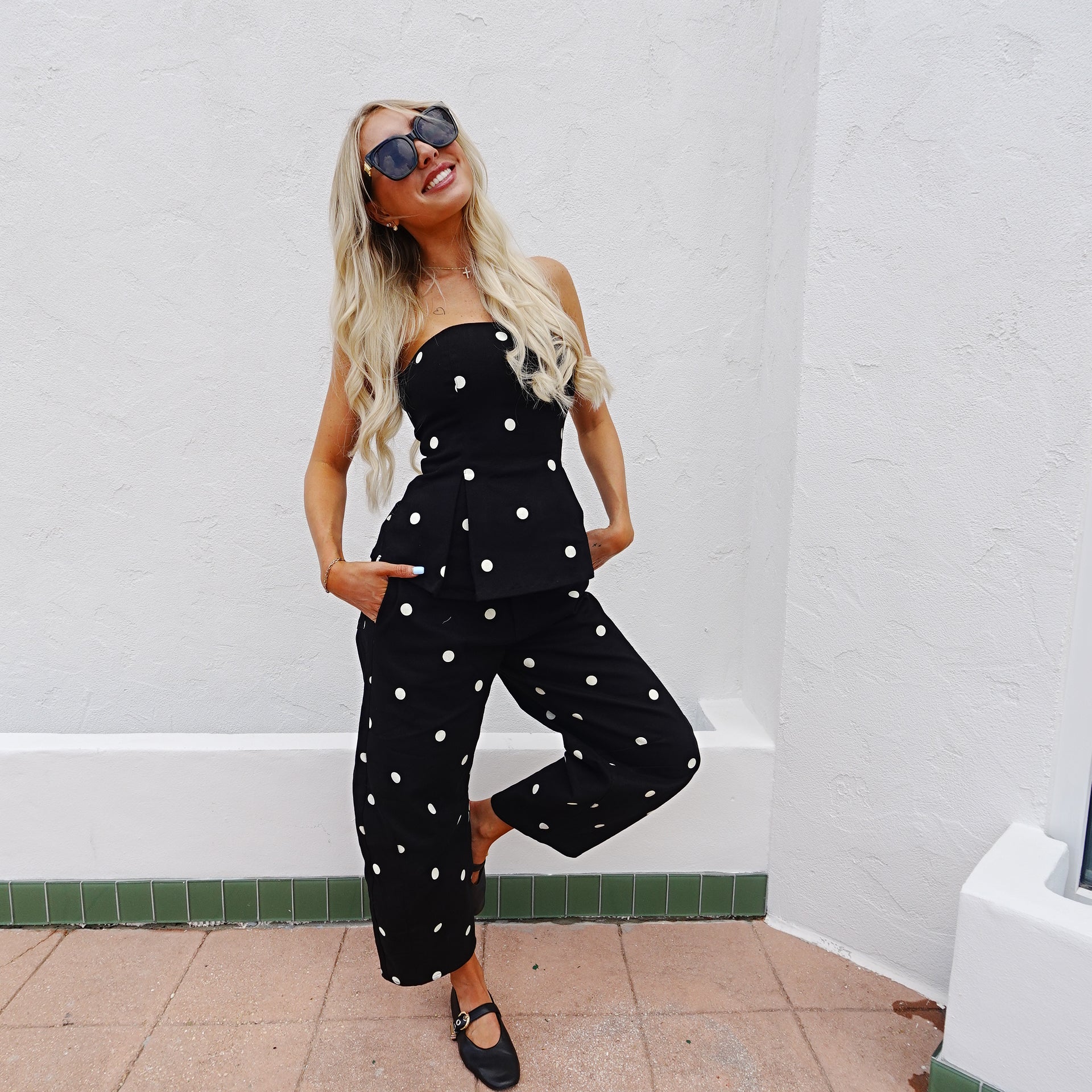 Polka Dot Peplum Top