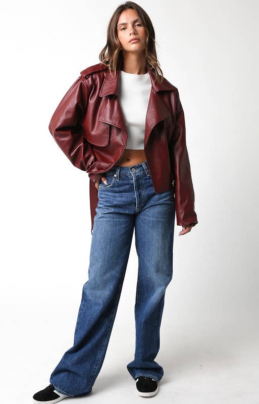 Emery PU Black Leather Jacket