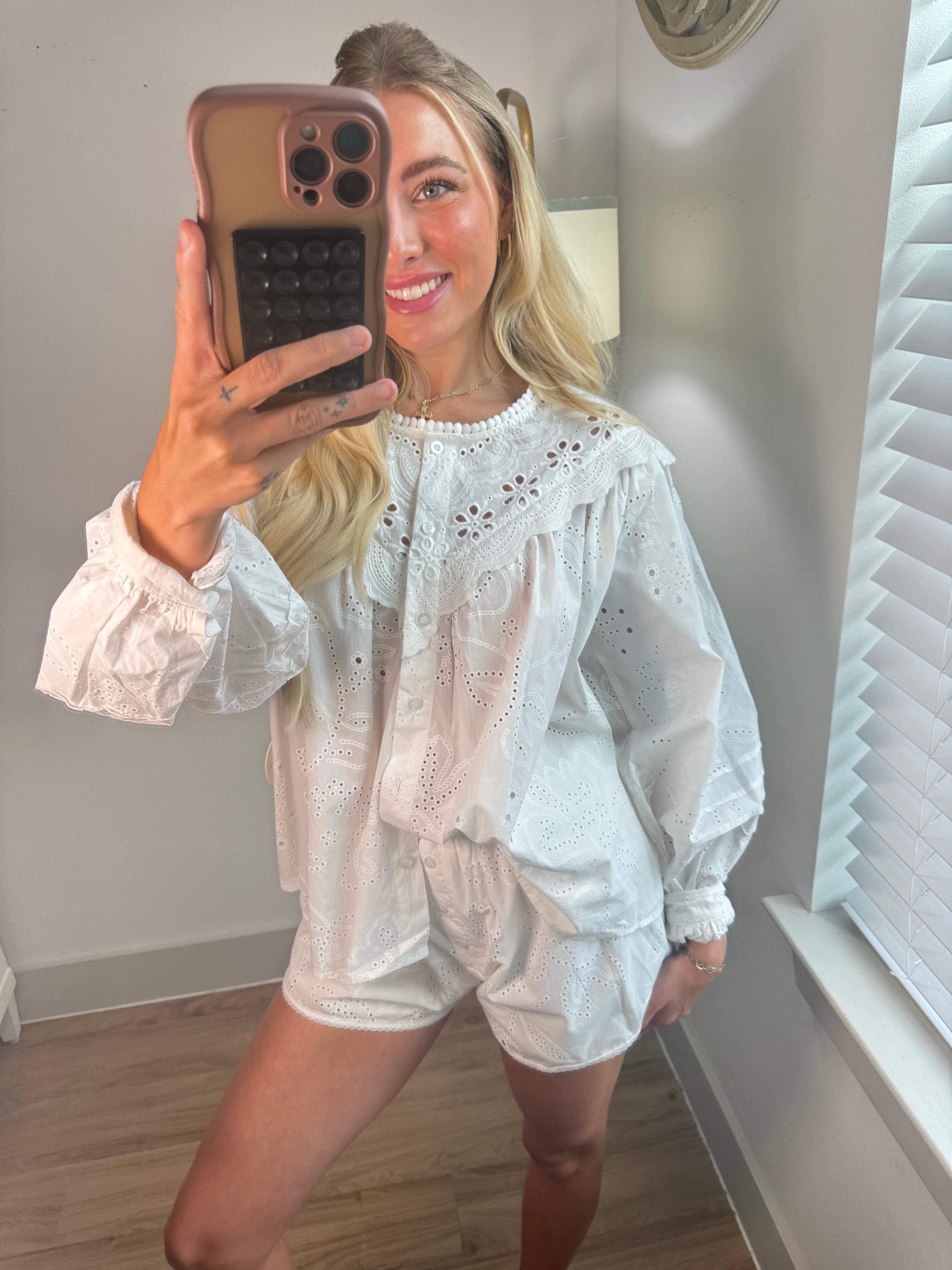 Charlotte Eyelet Button Down