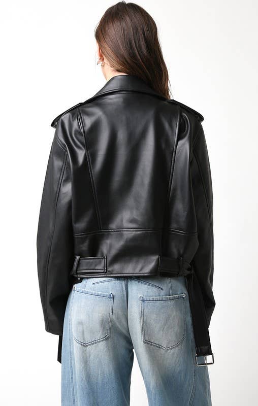 Emery PU Black Leather Jacket