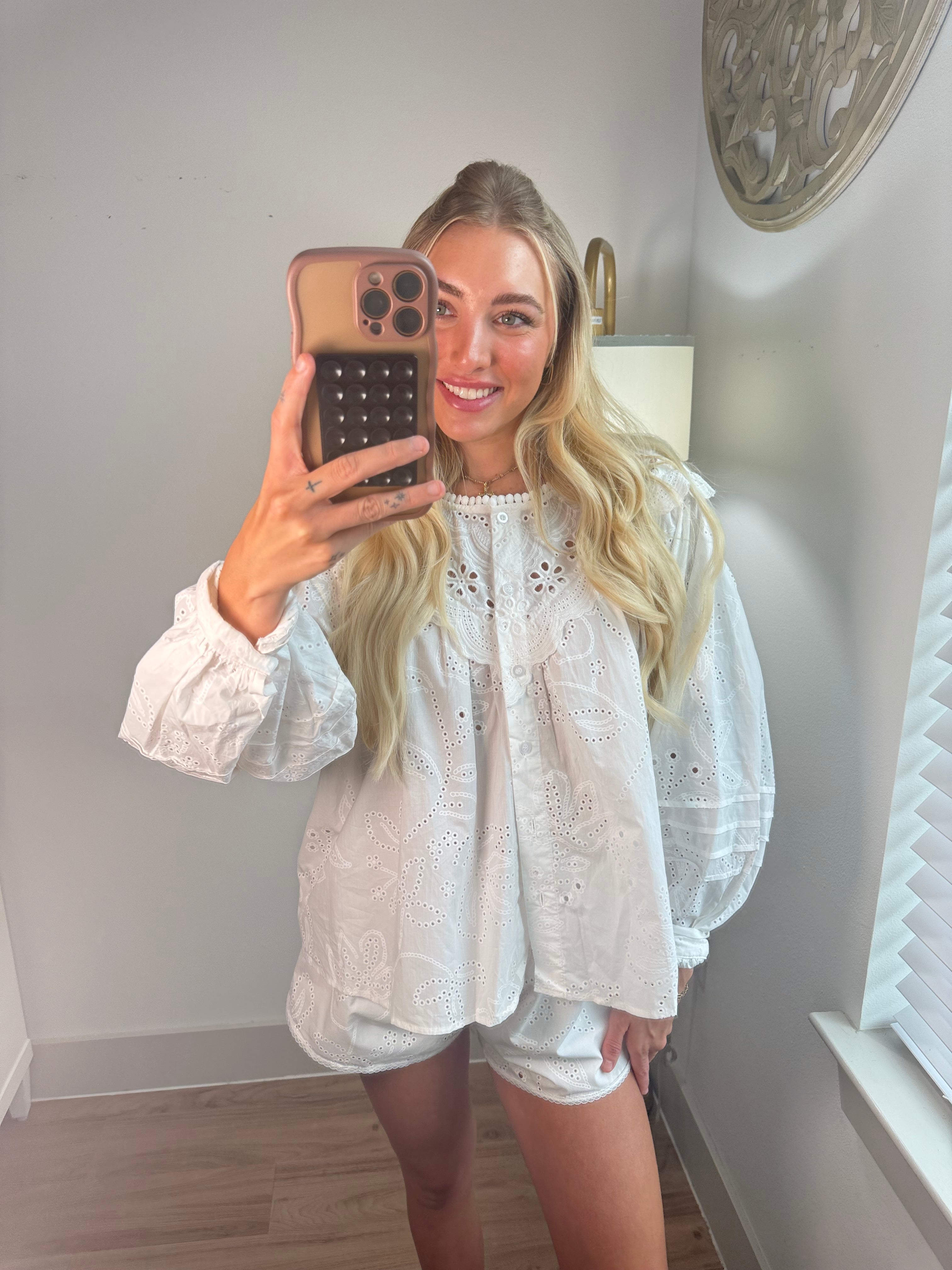 Charlotte Eyelet Button Down
