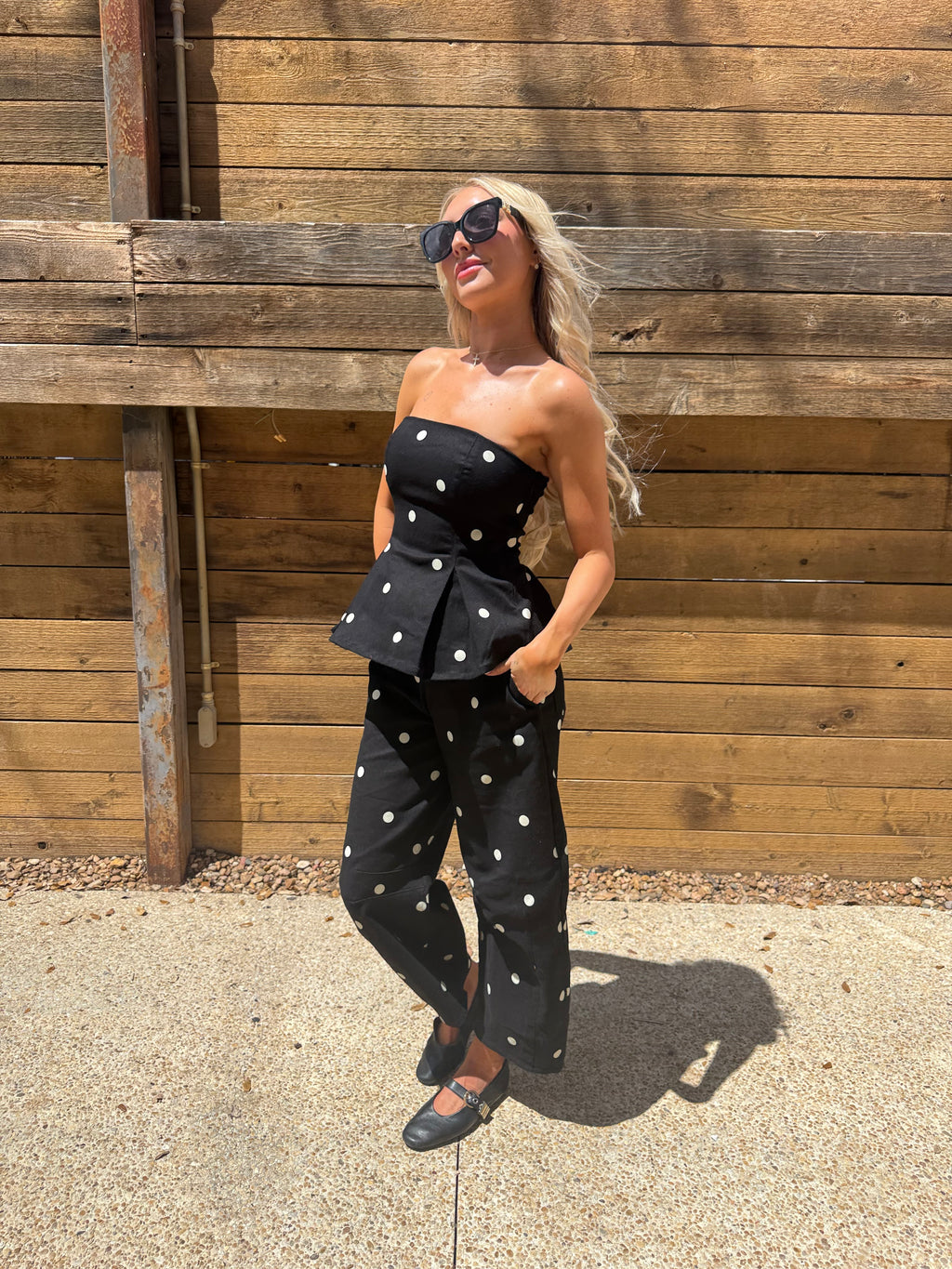 Polka Dot Peplum Top