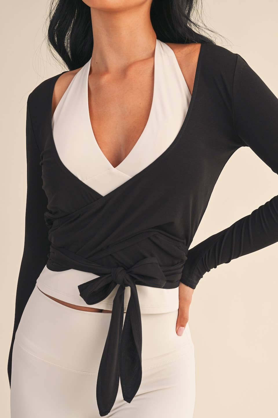 Clubhouse Black Wrap Top