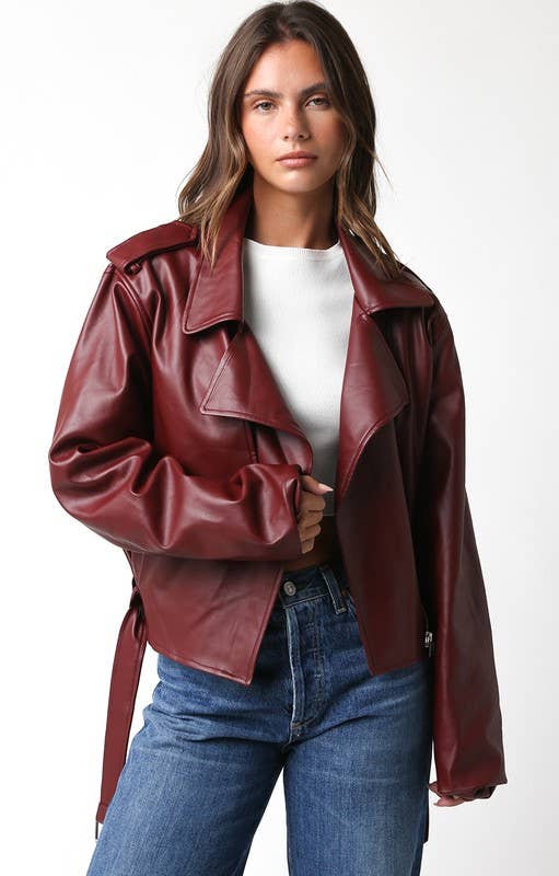 Emery PU Black Leather Jacket