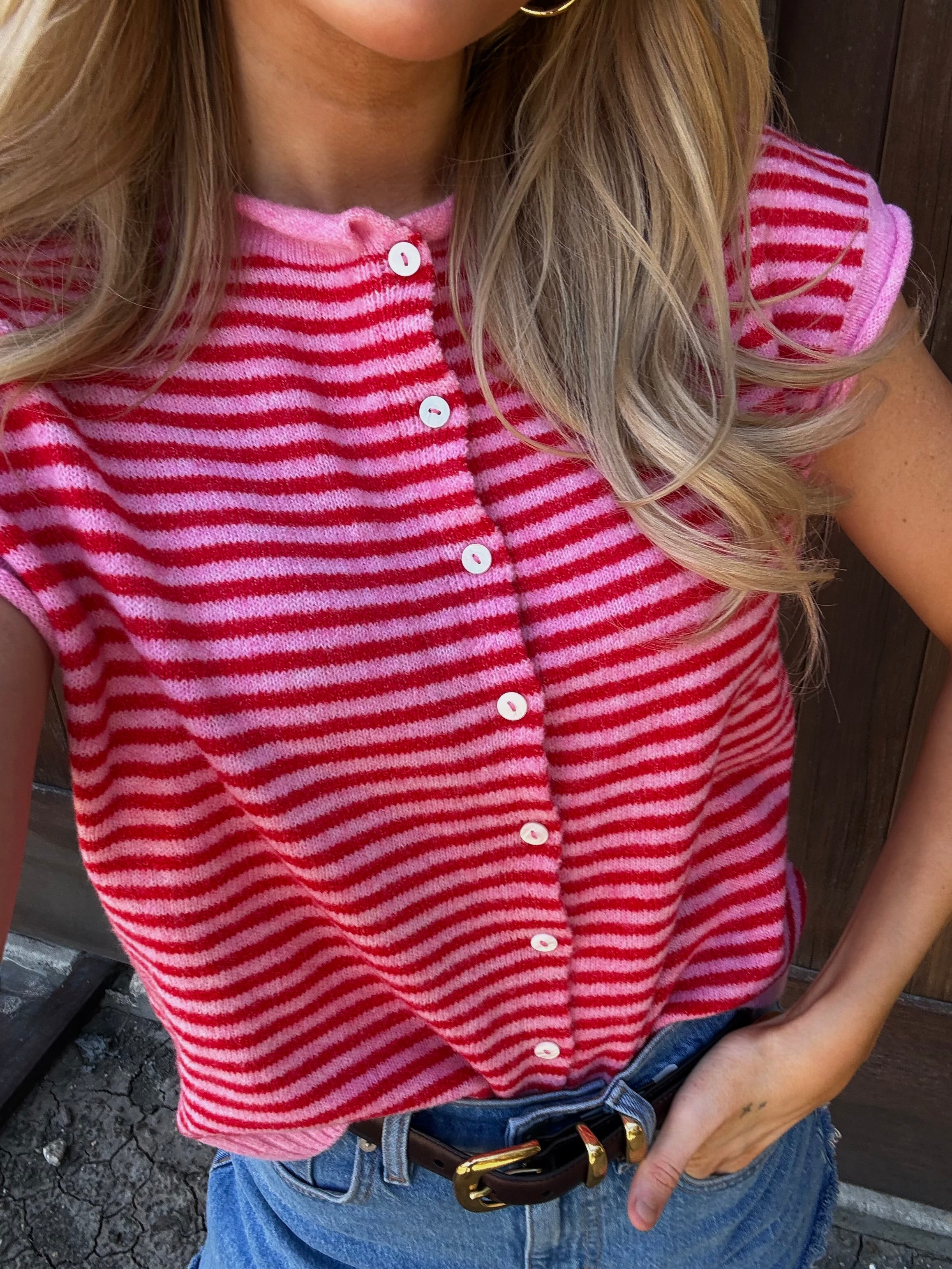 Pink & Red Stripe Vest