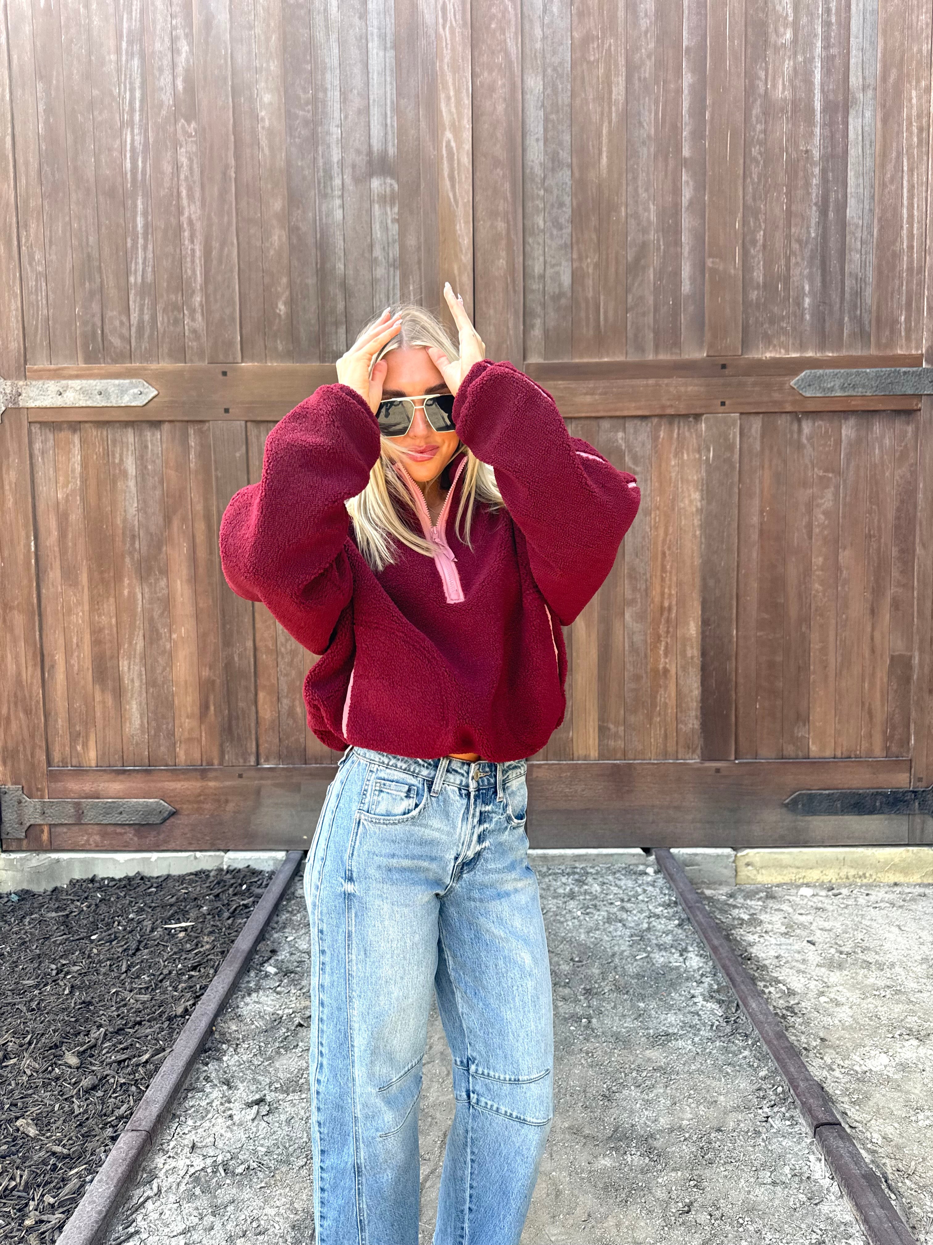 Contrast Sherpa Pullover