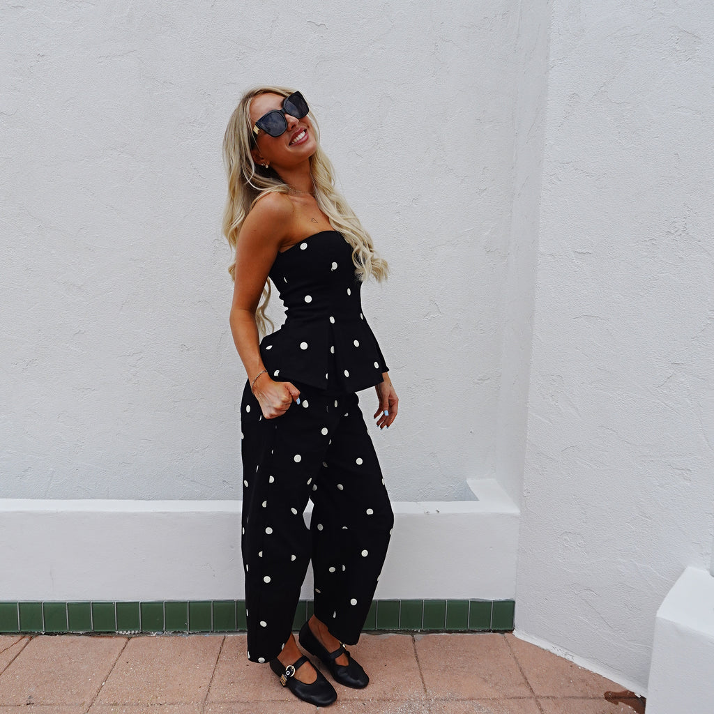 Polka Dot Peplum Top