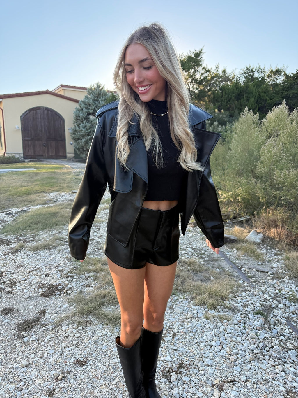 Emery PU Black Leather Jacket