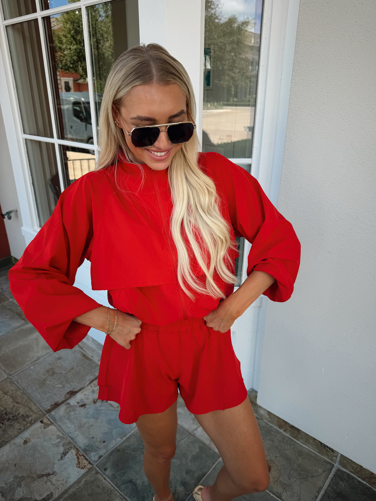Cherry Windbreaker & Short Set