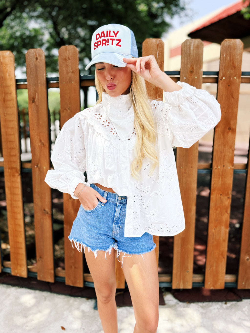 Charlotte Eyelet Button Down