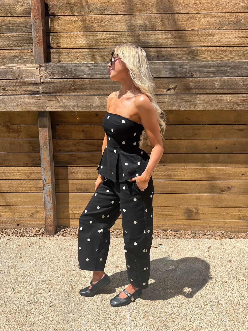 Polka Dot Peplum Top