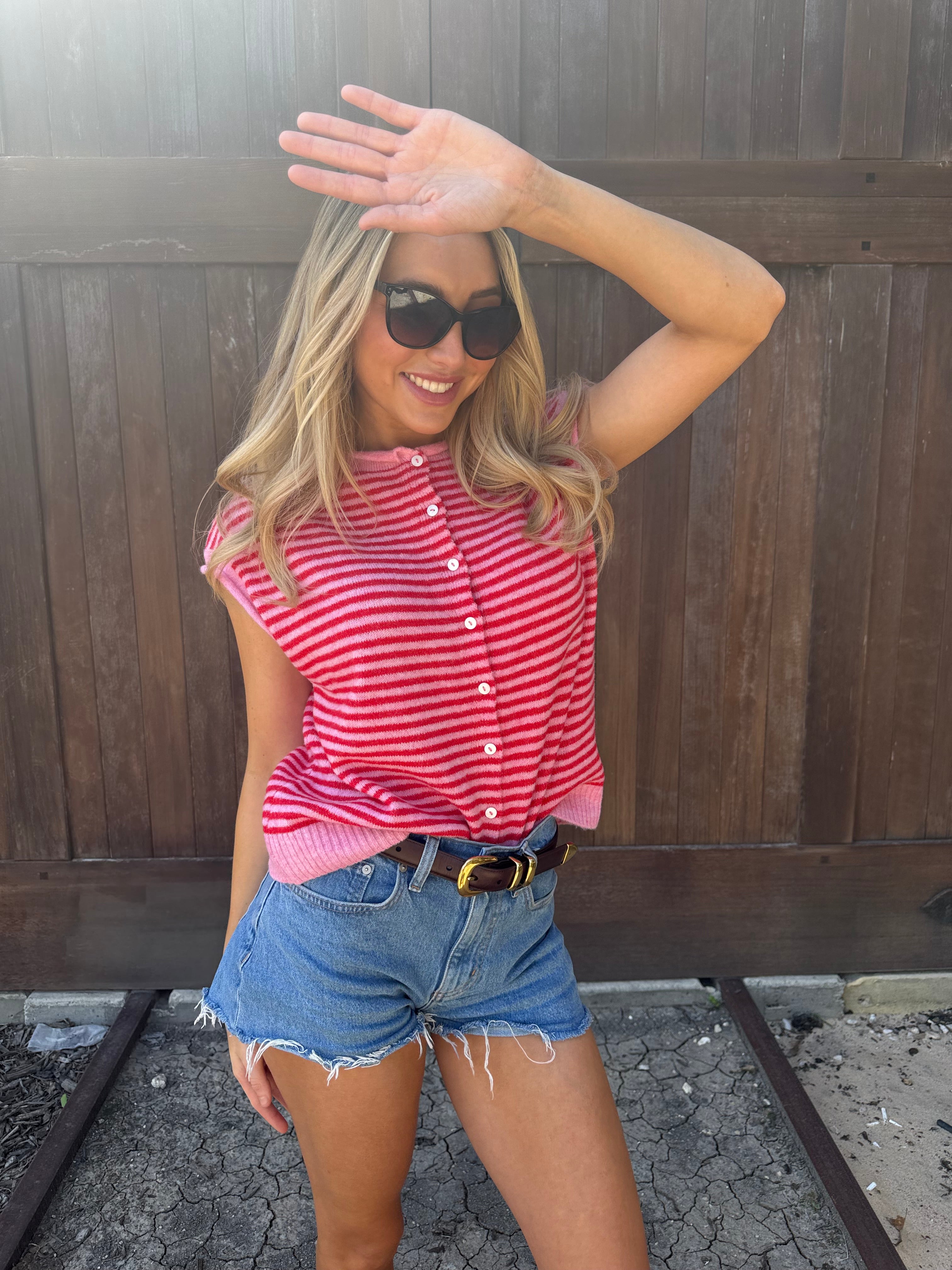 Pink & Red Stripe Vest