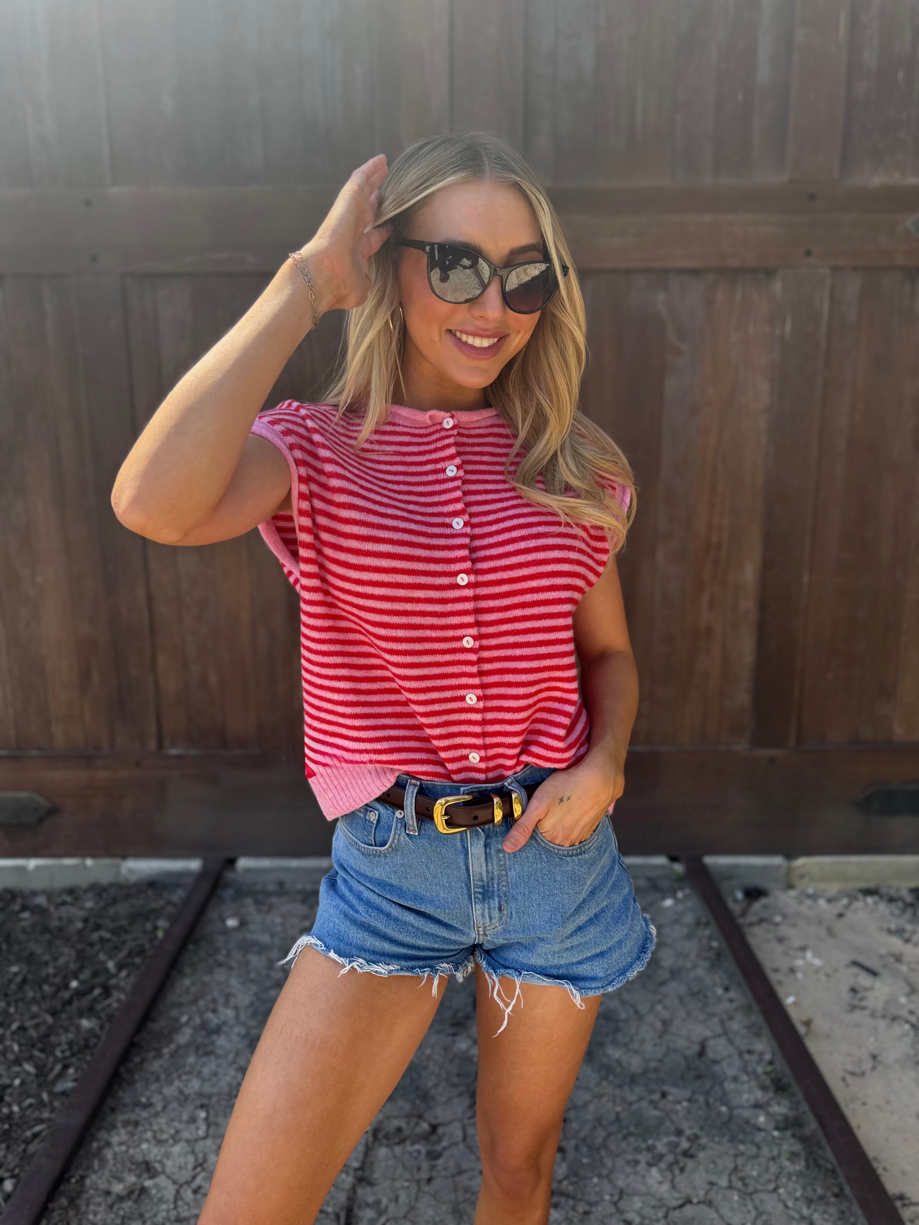 Pink & Red Stripe Vest