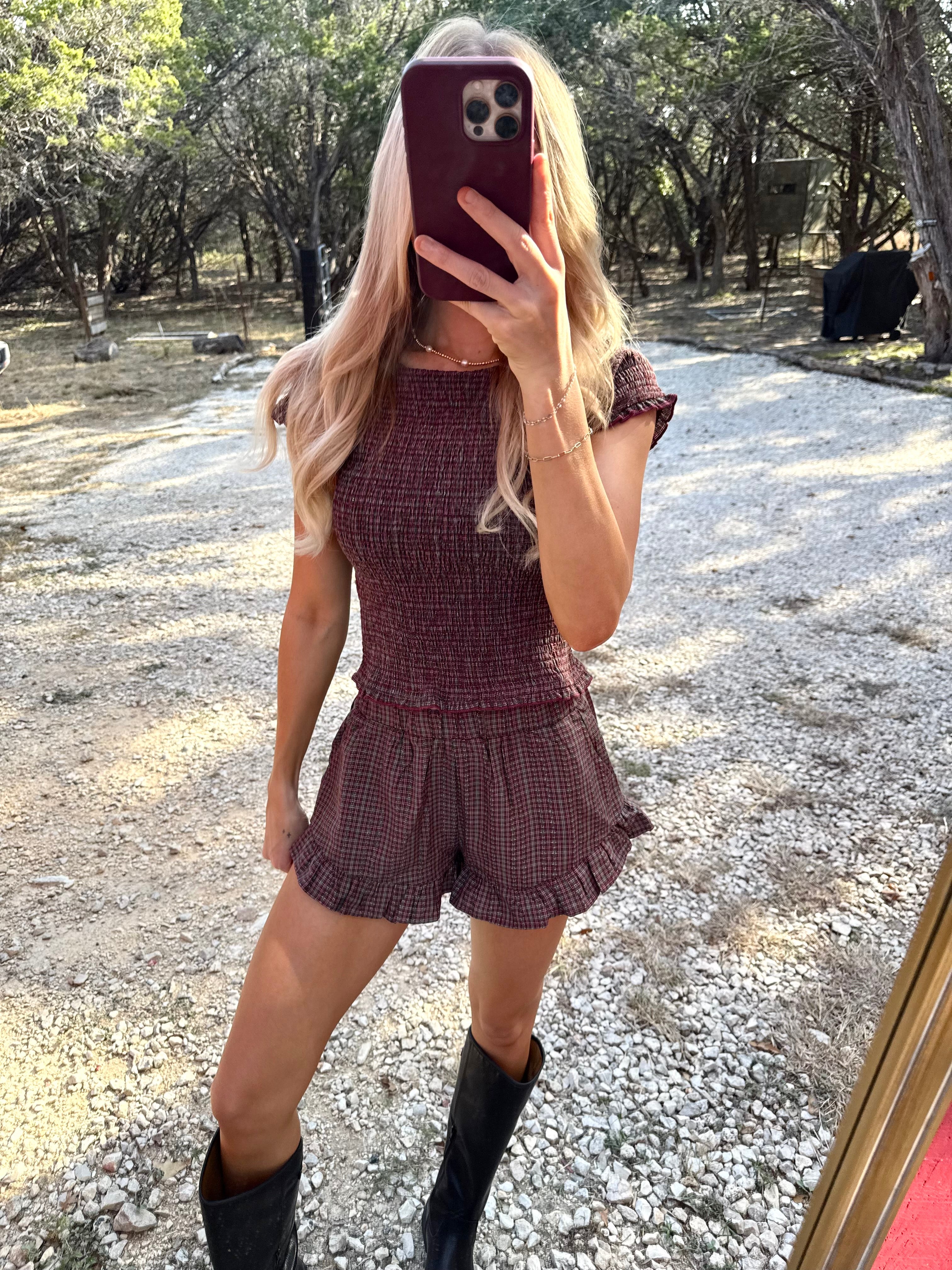 Smocked Gingham Set