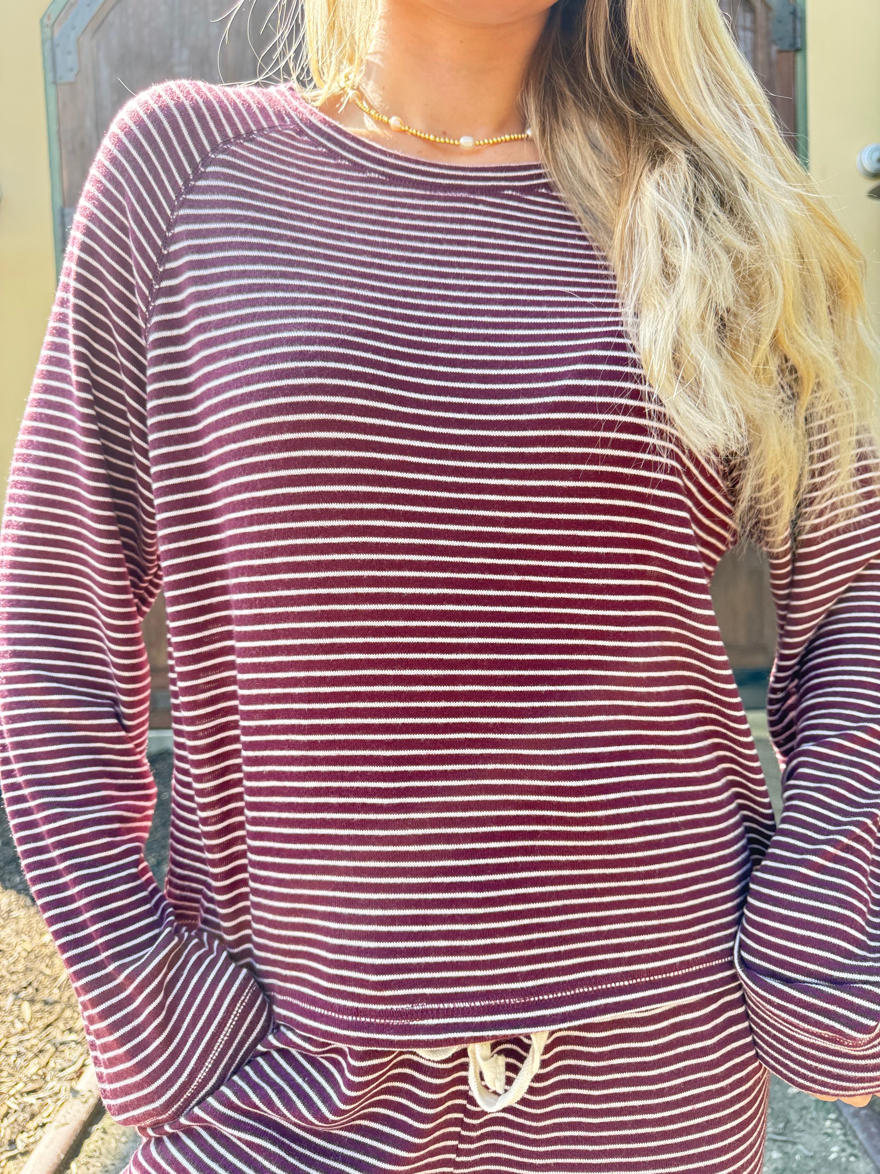 Cherry and Cream Stripe Lounge Set