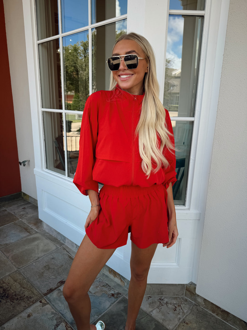 Cherry Windbreaker & Short Set