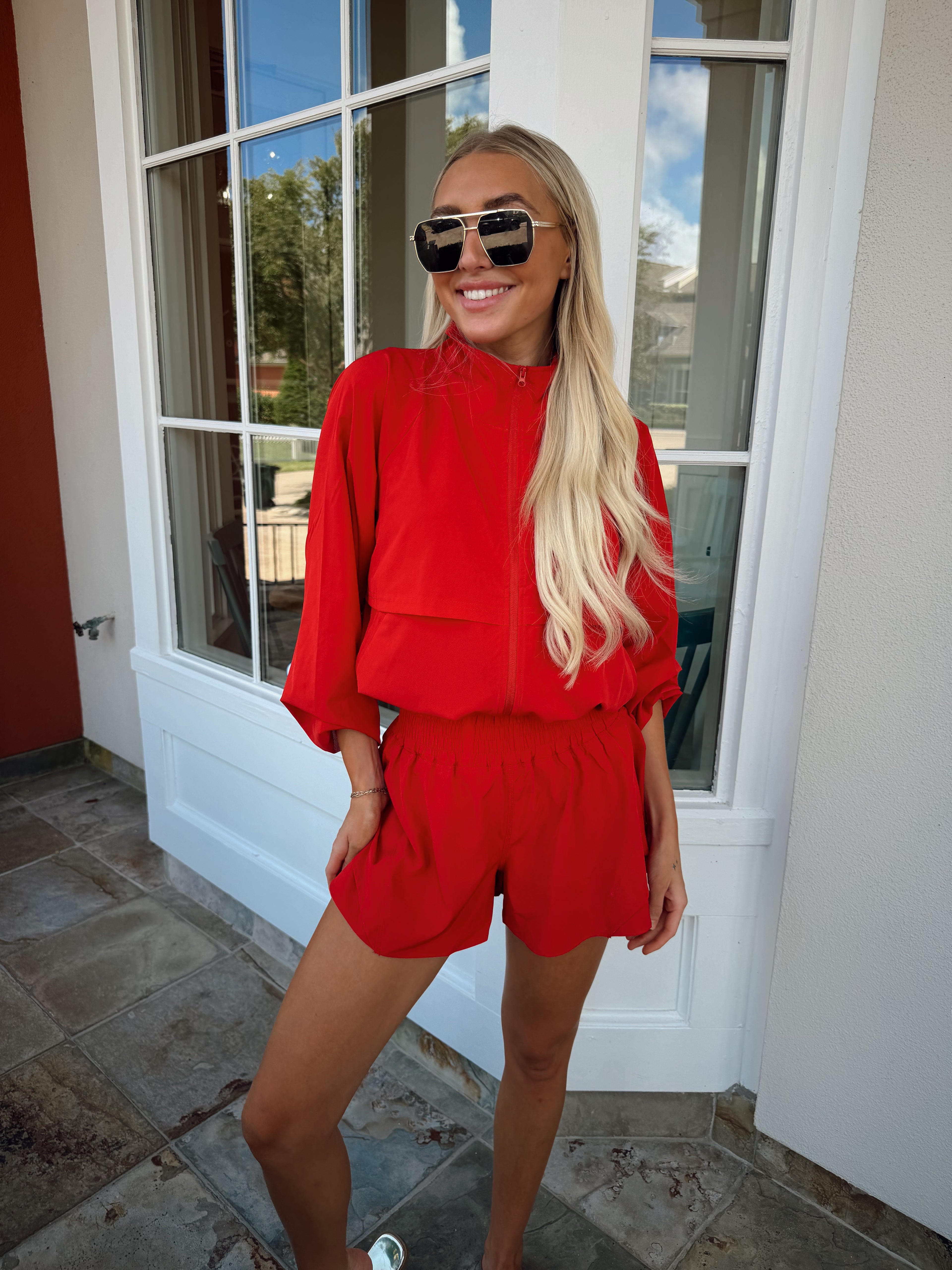 Cherry Windbreaker & Short Set