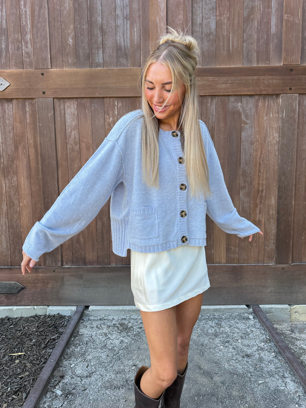 Knit Sweater Cardigan Light Blue