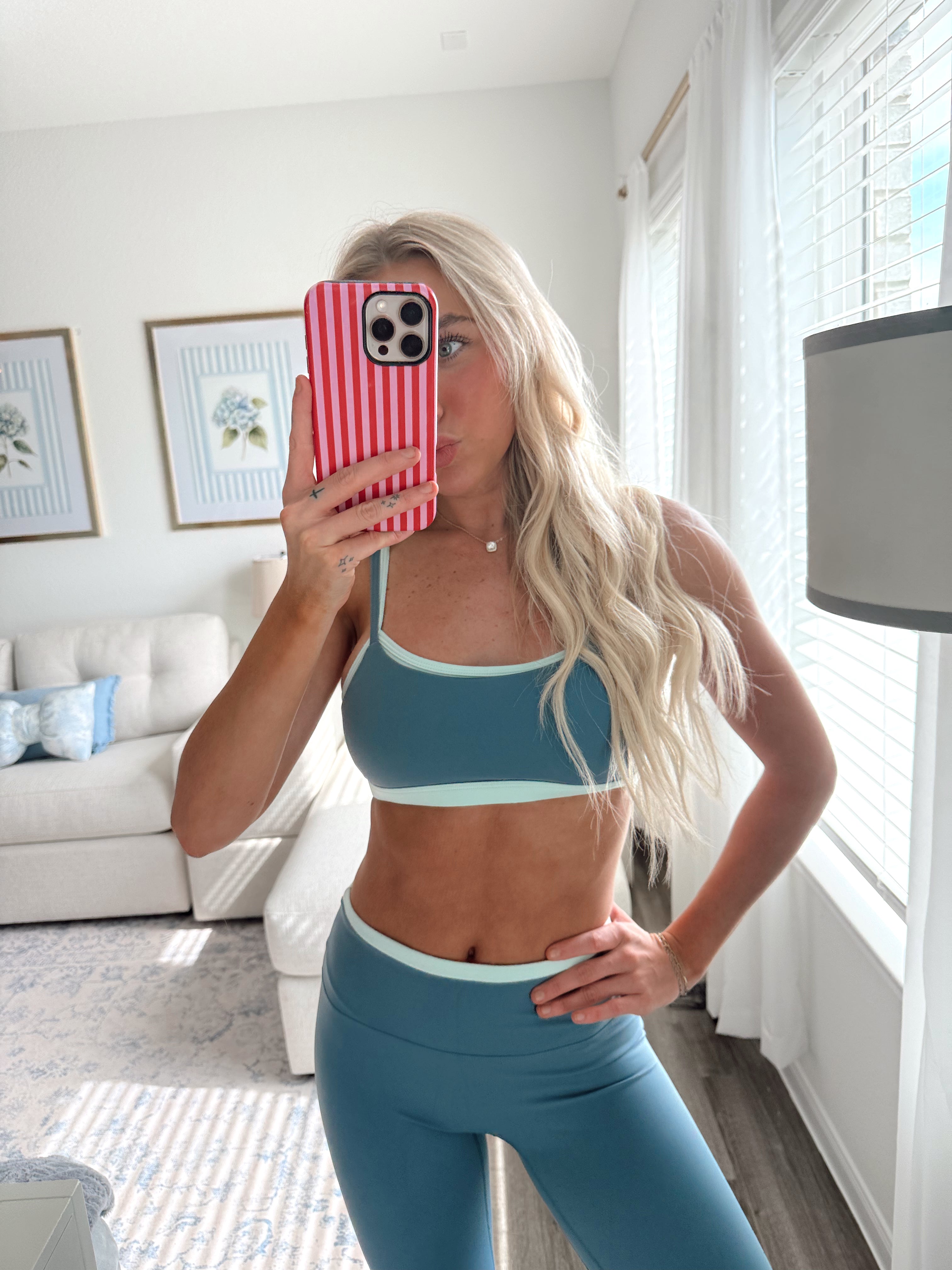 Frosted Blue Double Layered Sports Bra