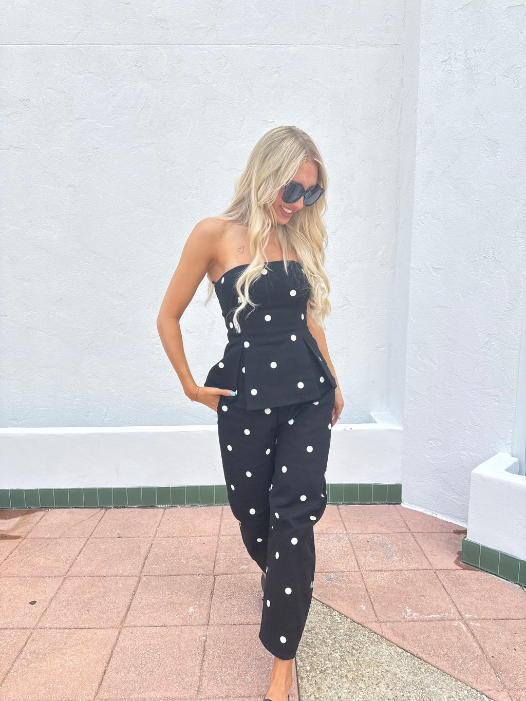 Polka Dot Peplum Top
