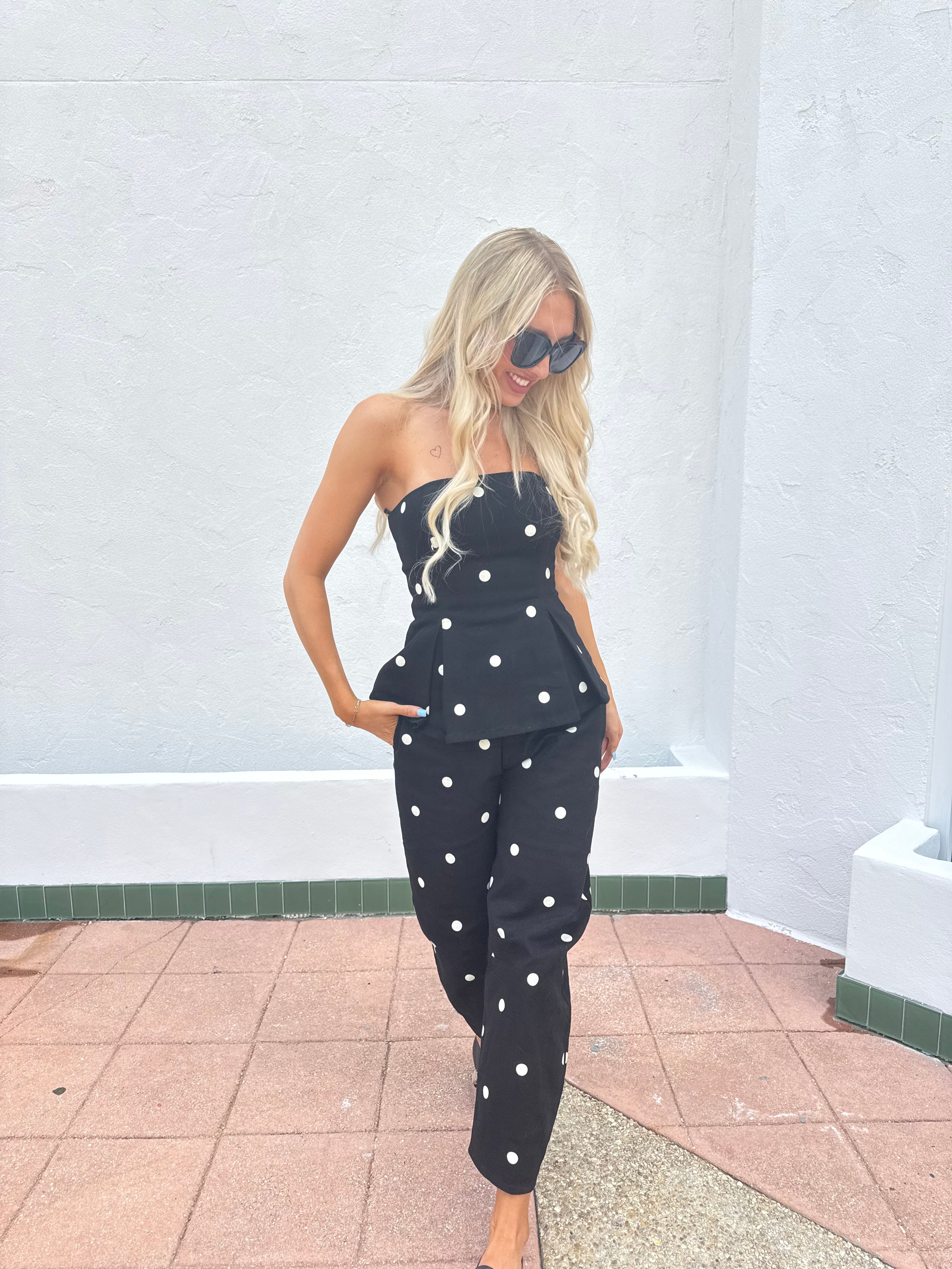 Polka Dot Peplum Top