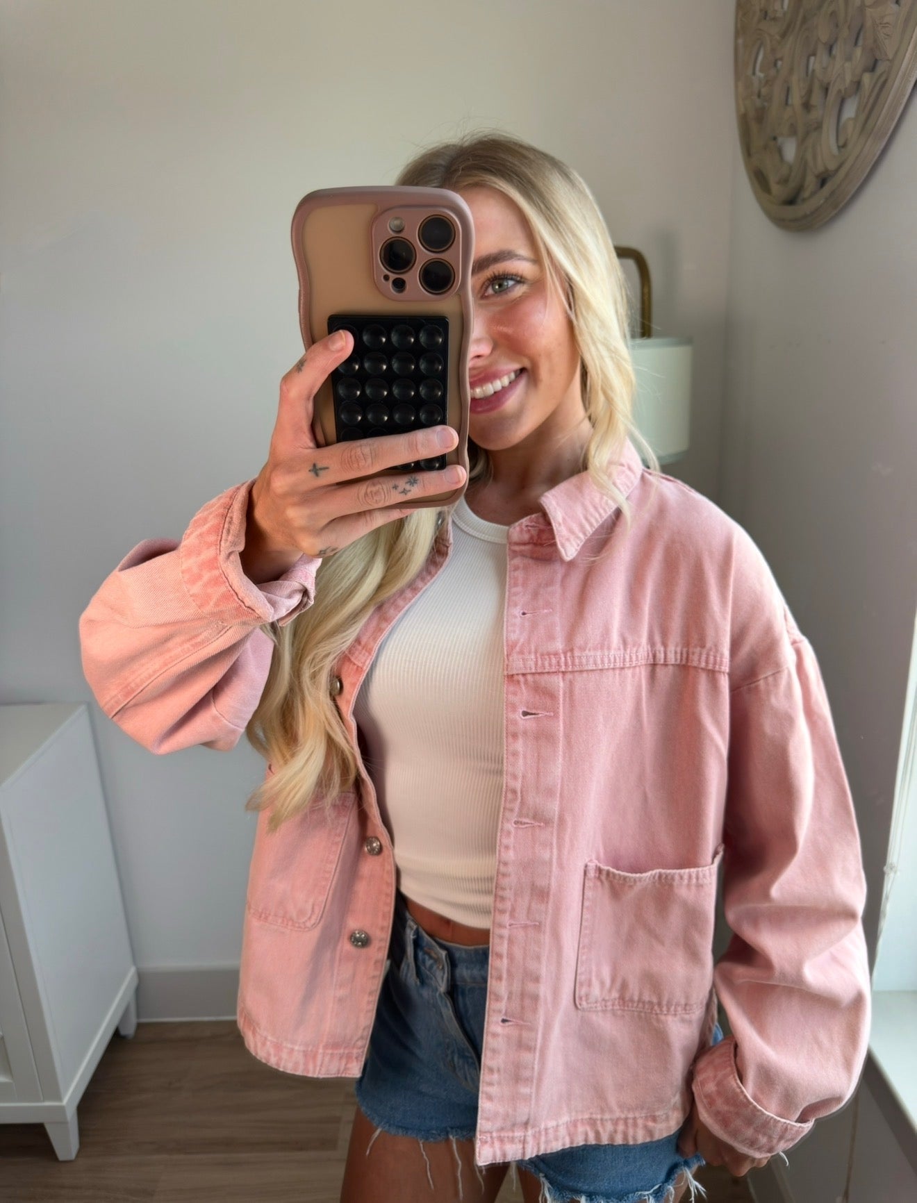 Blush Denim Jacket