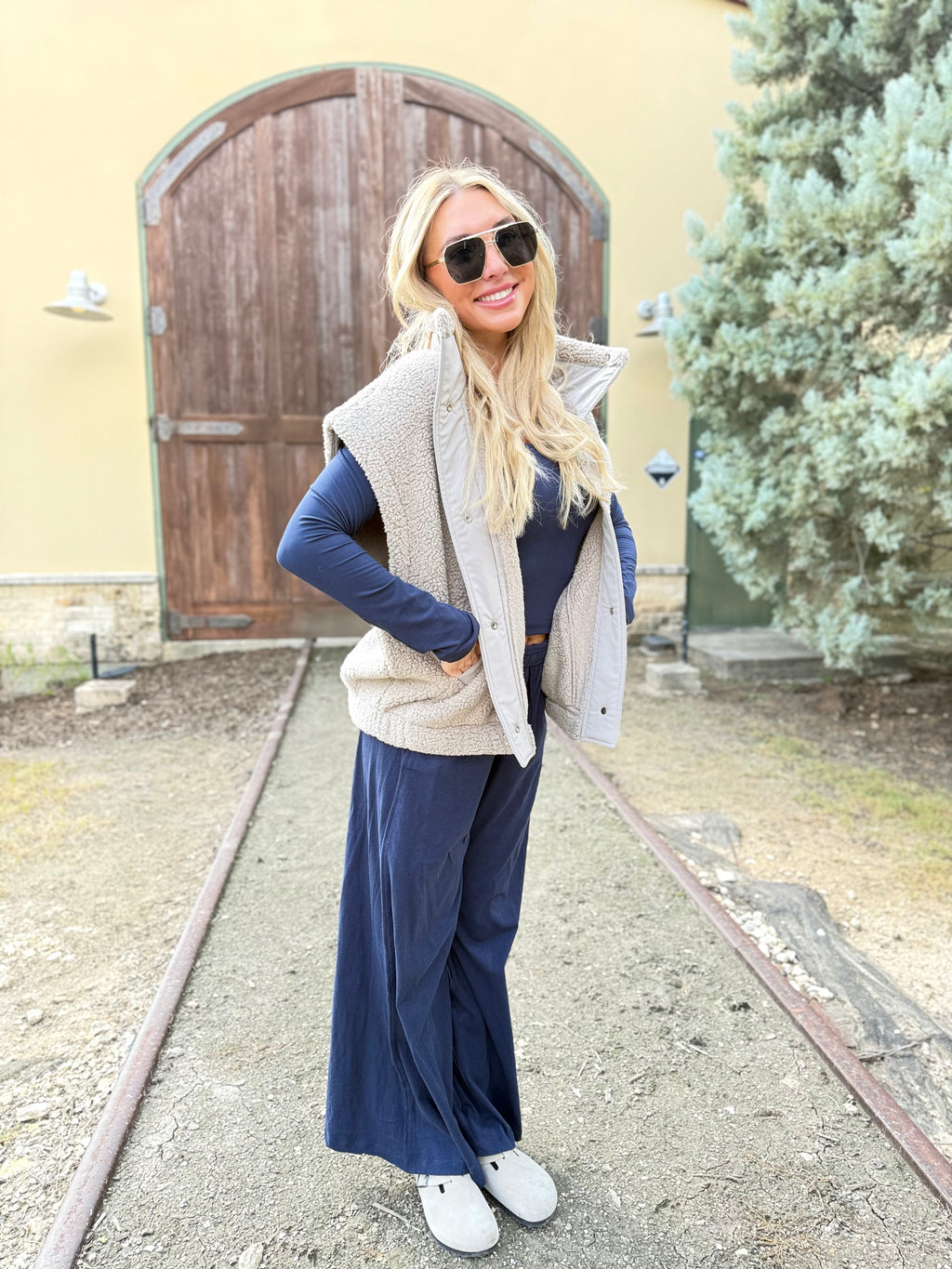 Oversized Taupe Sherpa Vest