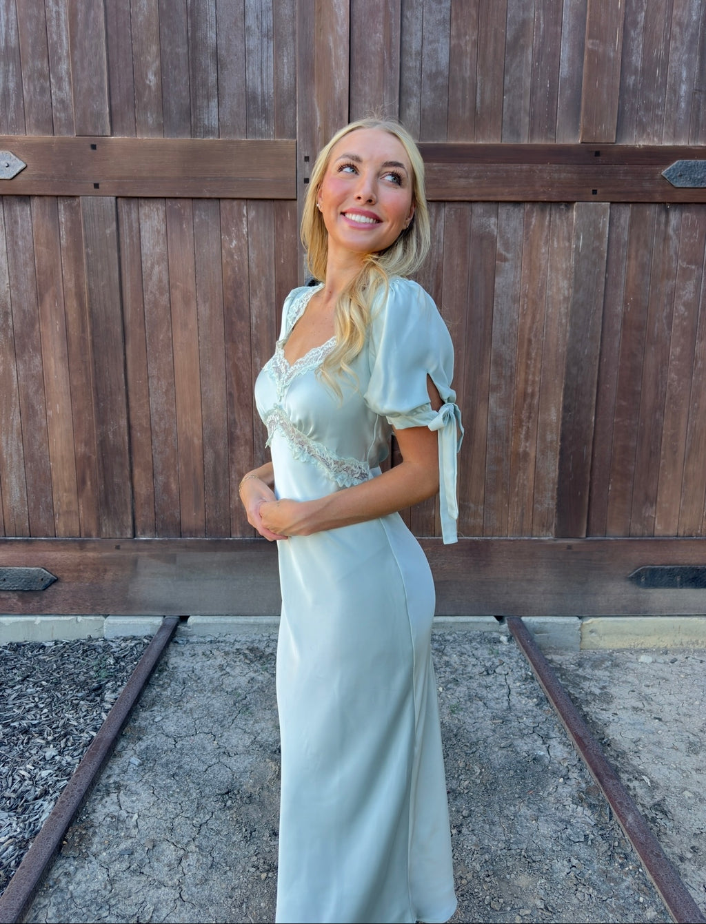 Light Blue Lace Midi Dress