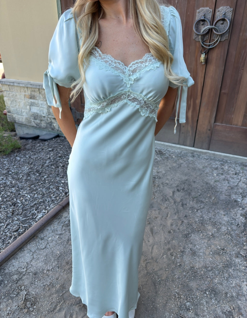 Light Blue Lace Midi Dress