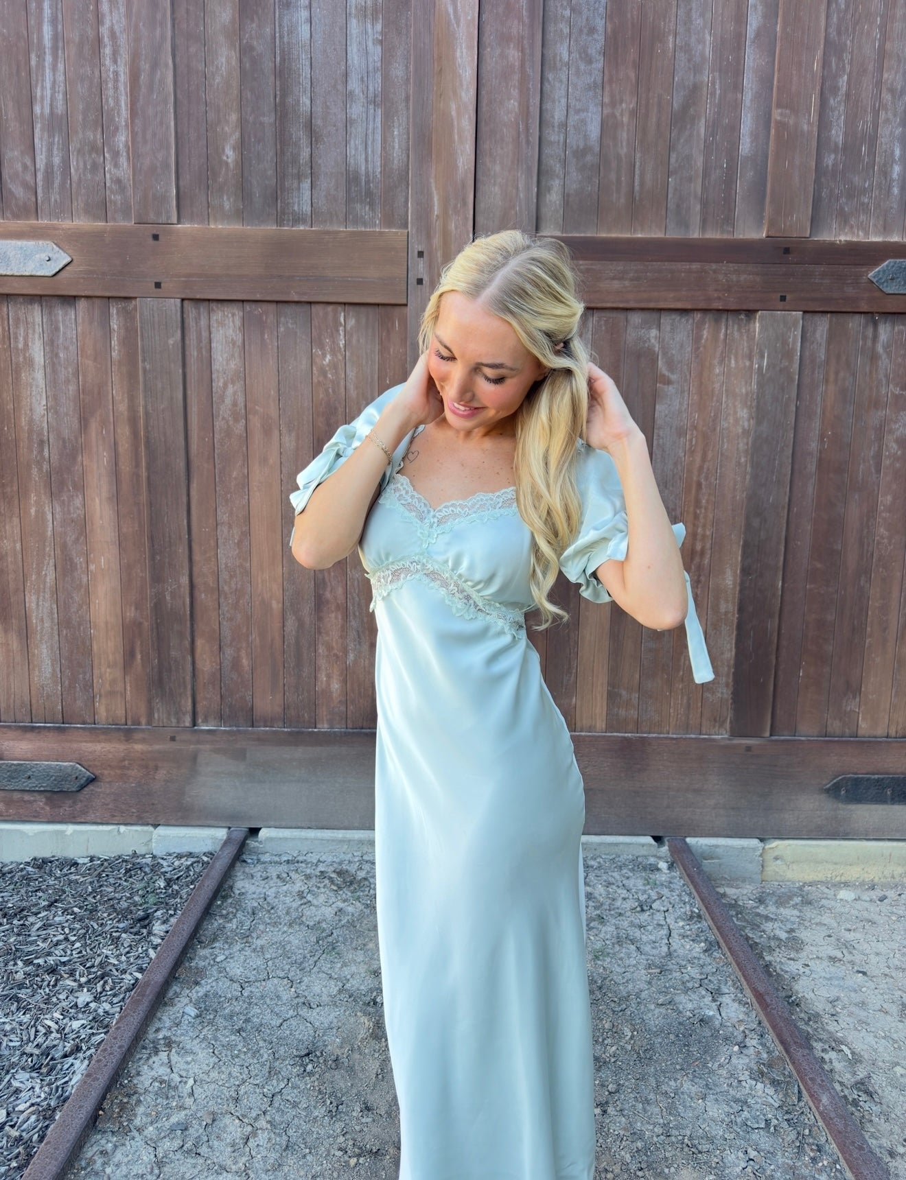 Light Blue Lace Midi Dress