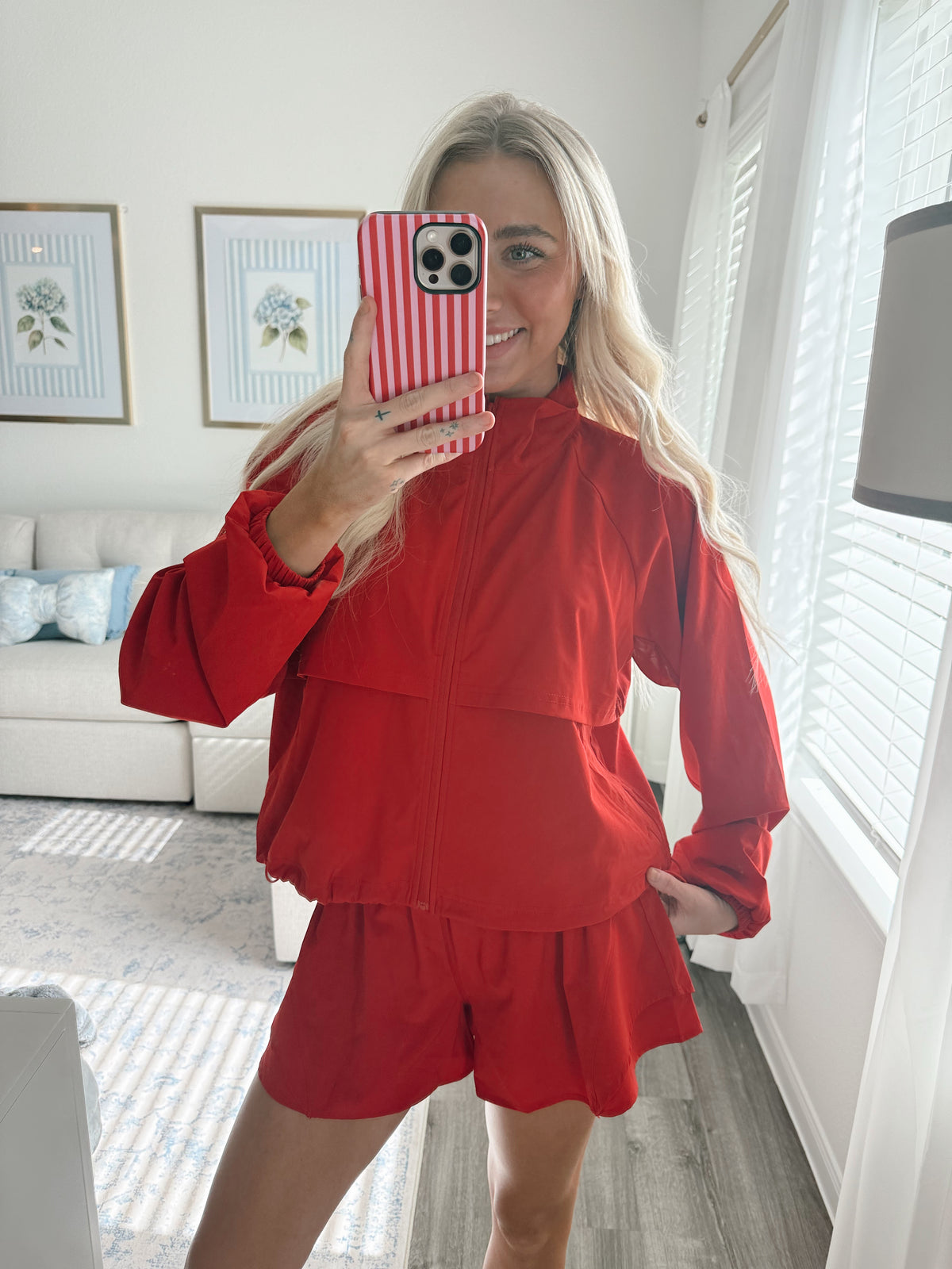 Cherry Windbreaker & Short Set