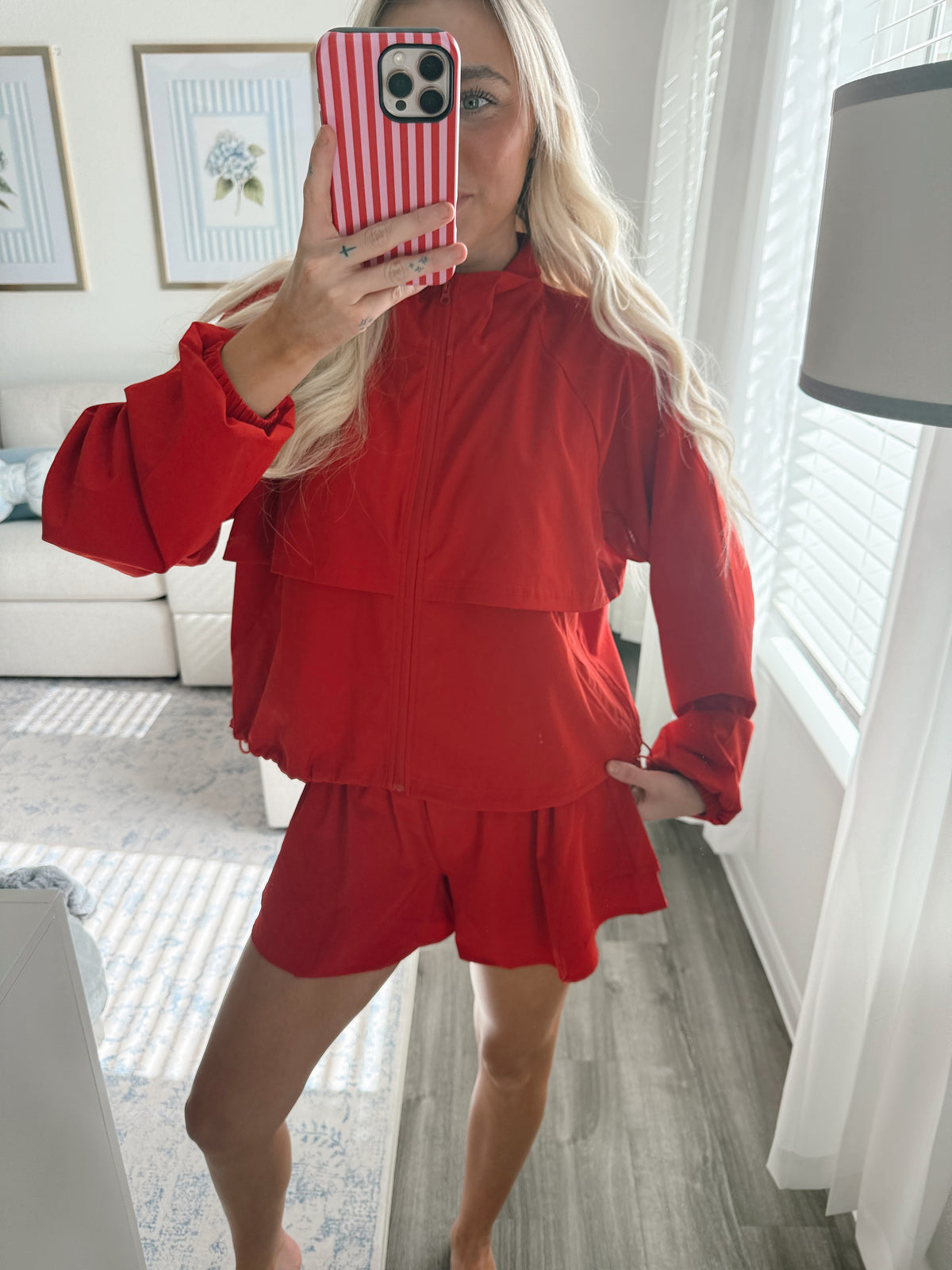 Cherry Windbreaker & Short Set
