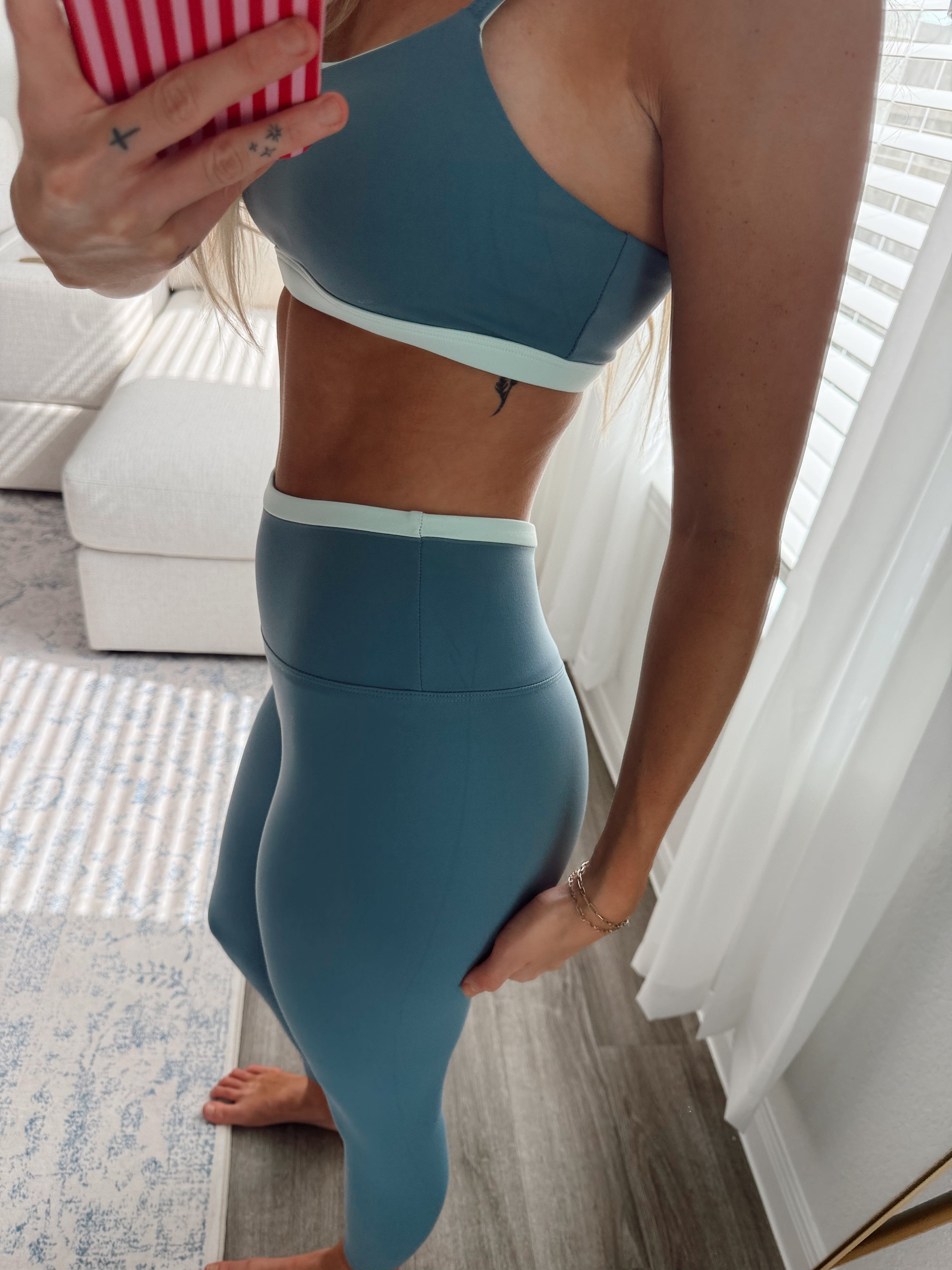 Frosted Blue Contrast Binding Legging